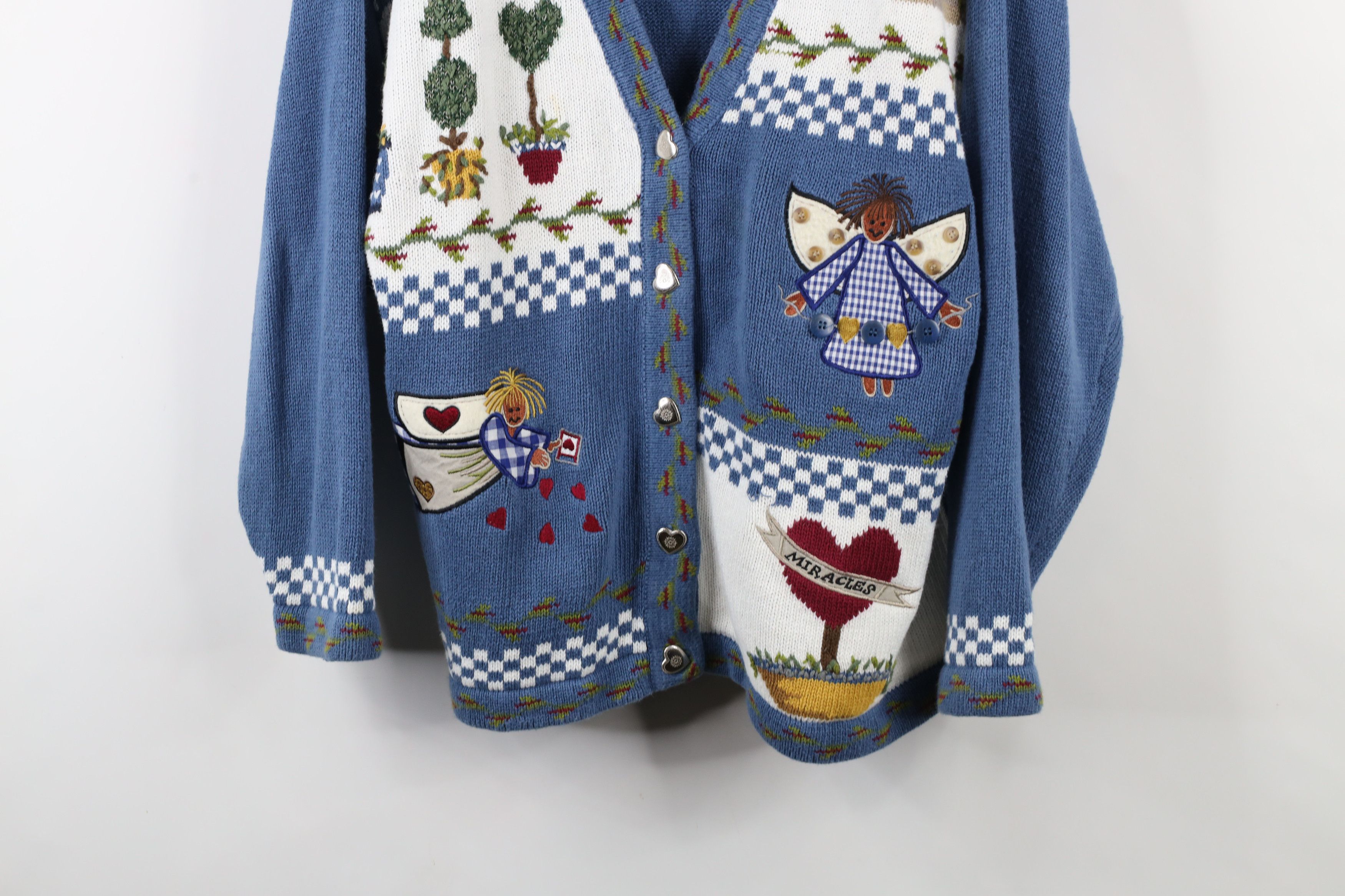 Vintage Vintage 90s Streetwear Angel Garden Tree Cardigan Sweater Size L / US 10 / IT 46 - 3 Thumbnail