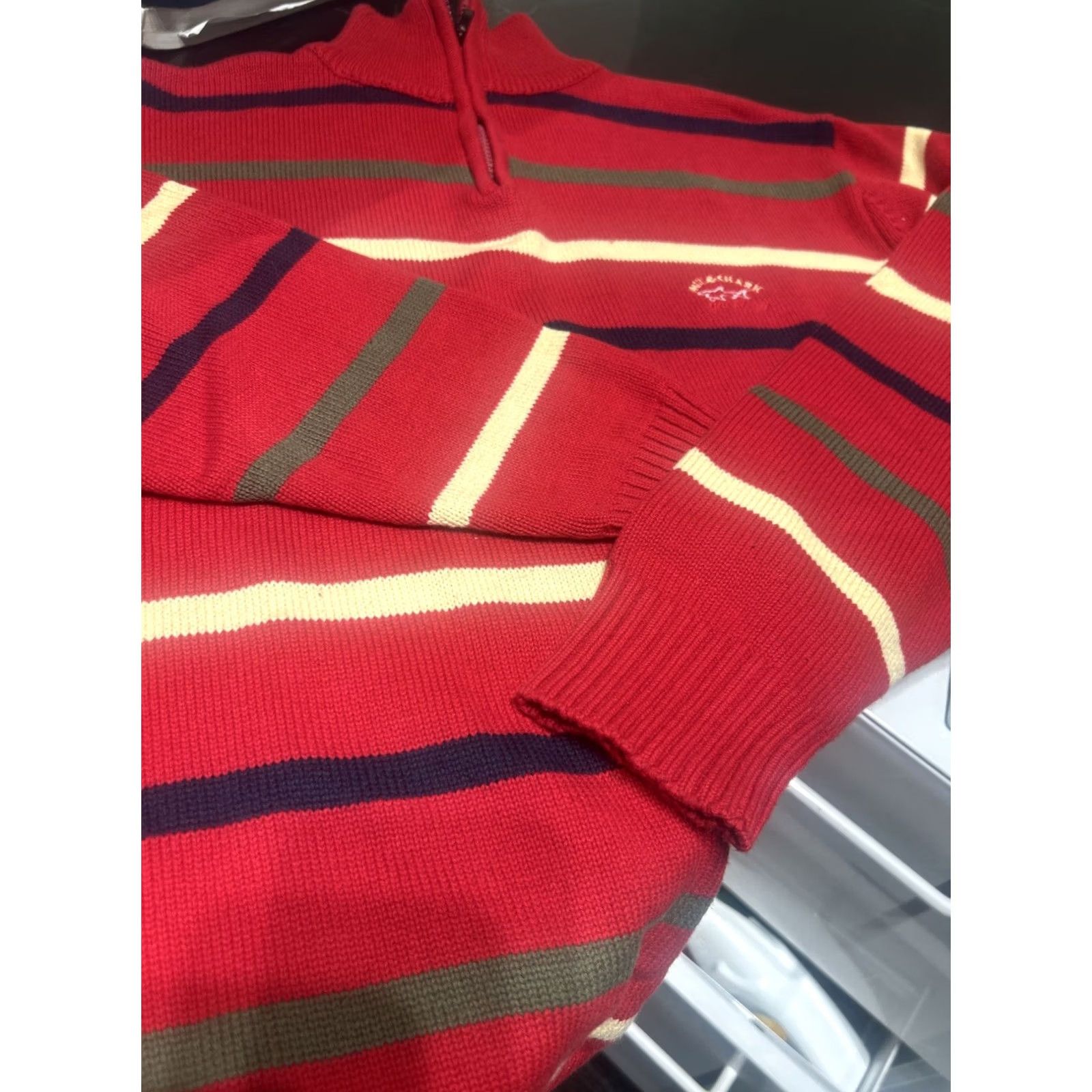 Paul & Shark VINTAGE Paul & Shark Red Striped Knit Sweater Size M Men Pullover 1/4 Zip Logo Classic Knitwear Size US M / EU 48-50 / 2 - 4 Thumbnail