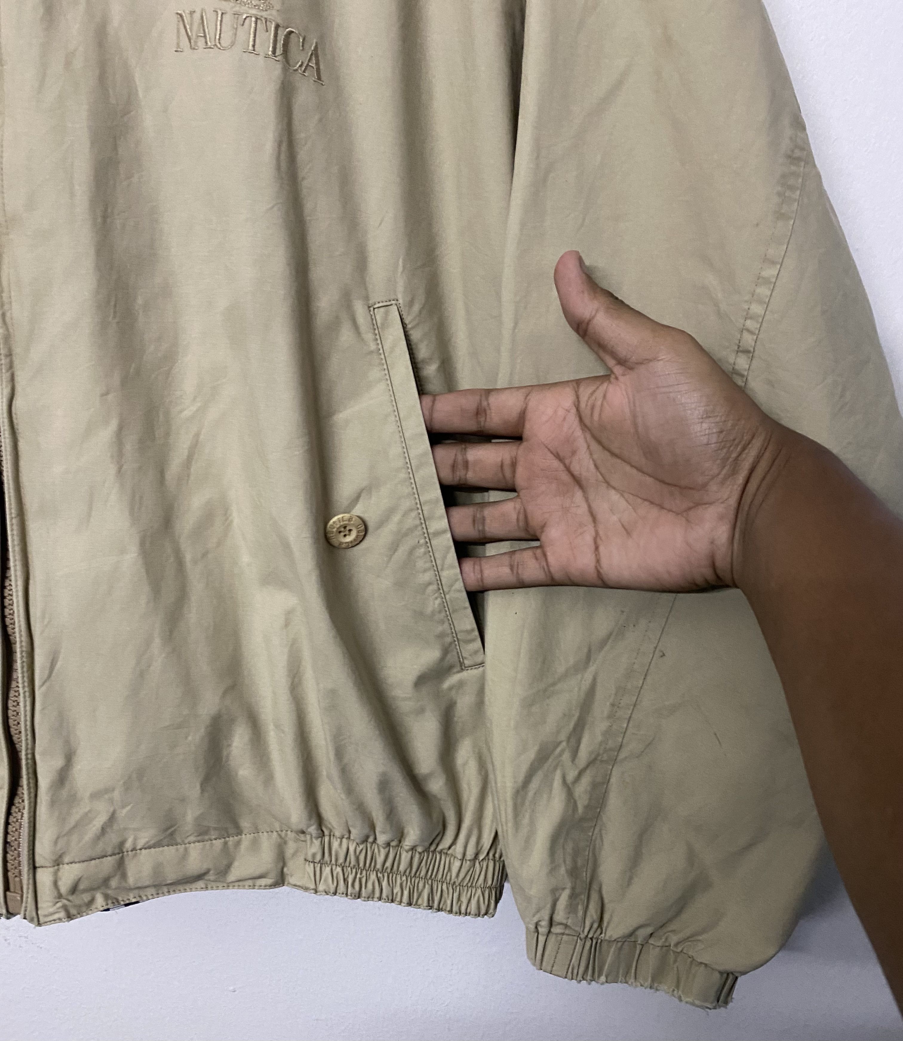 Nautica Vtg Nautica Reversible Sailing Jacket Tan/Striped Size Large Size US L / EU 52-54 / 3 - 7 Thumbnail