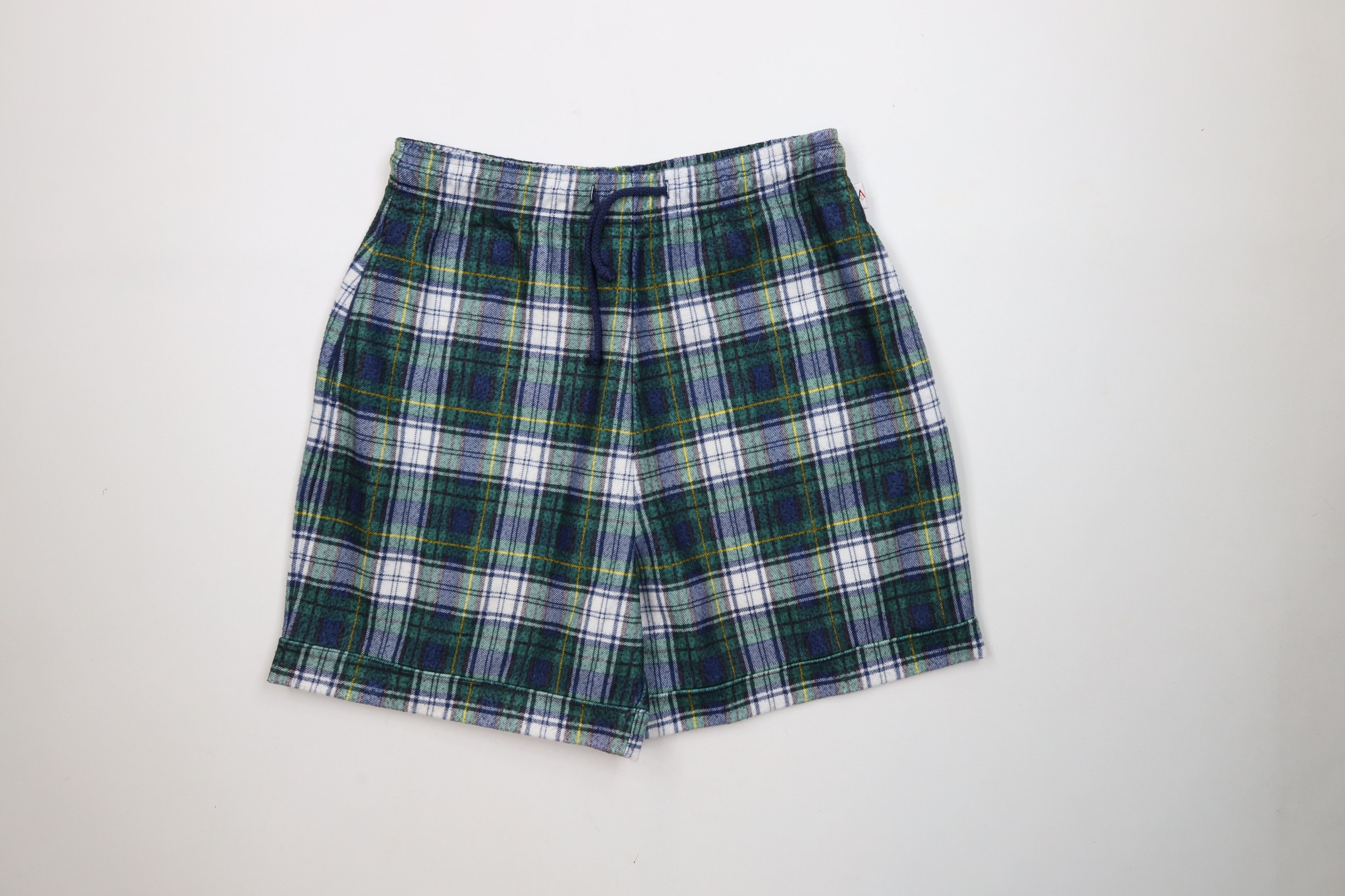 Express Vintage 90s Express Fleece Flannel Shorts Plaid Polyester Size 30" / US 8 / IT 44 - 1 Thumbnail