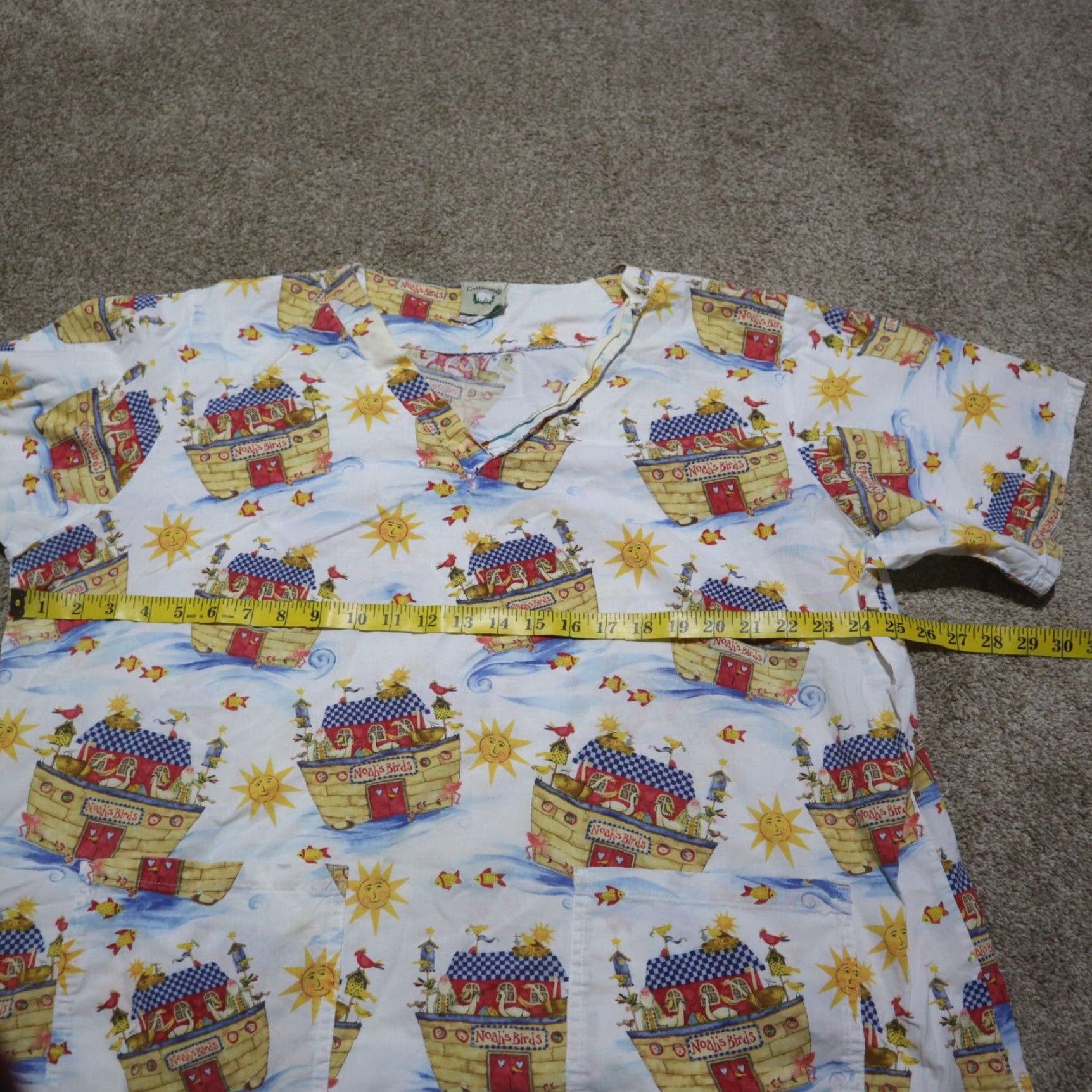 Vintage Cottonality Shirt Adult 2XL Blue Noahs Ark Cross Bible Faith Scrub Top Patterned Women Size US XXL / EU 58 / 5 - 4 Thumbnail