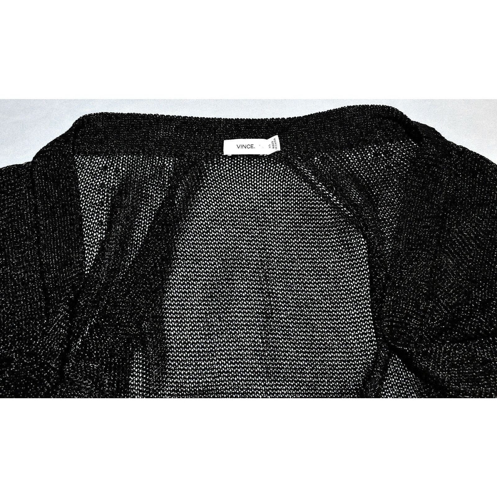 Vince VINCE Black Metallic Thread Mesh Drape Open Cardigan Sz XS Size XS / US 0-2 / IT 36-38 - 6 Thumbnail