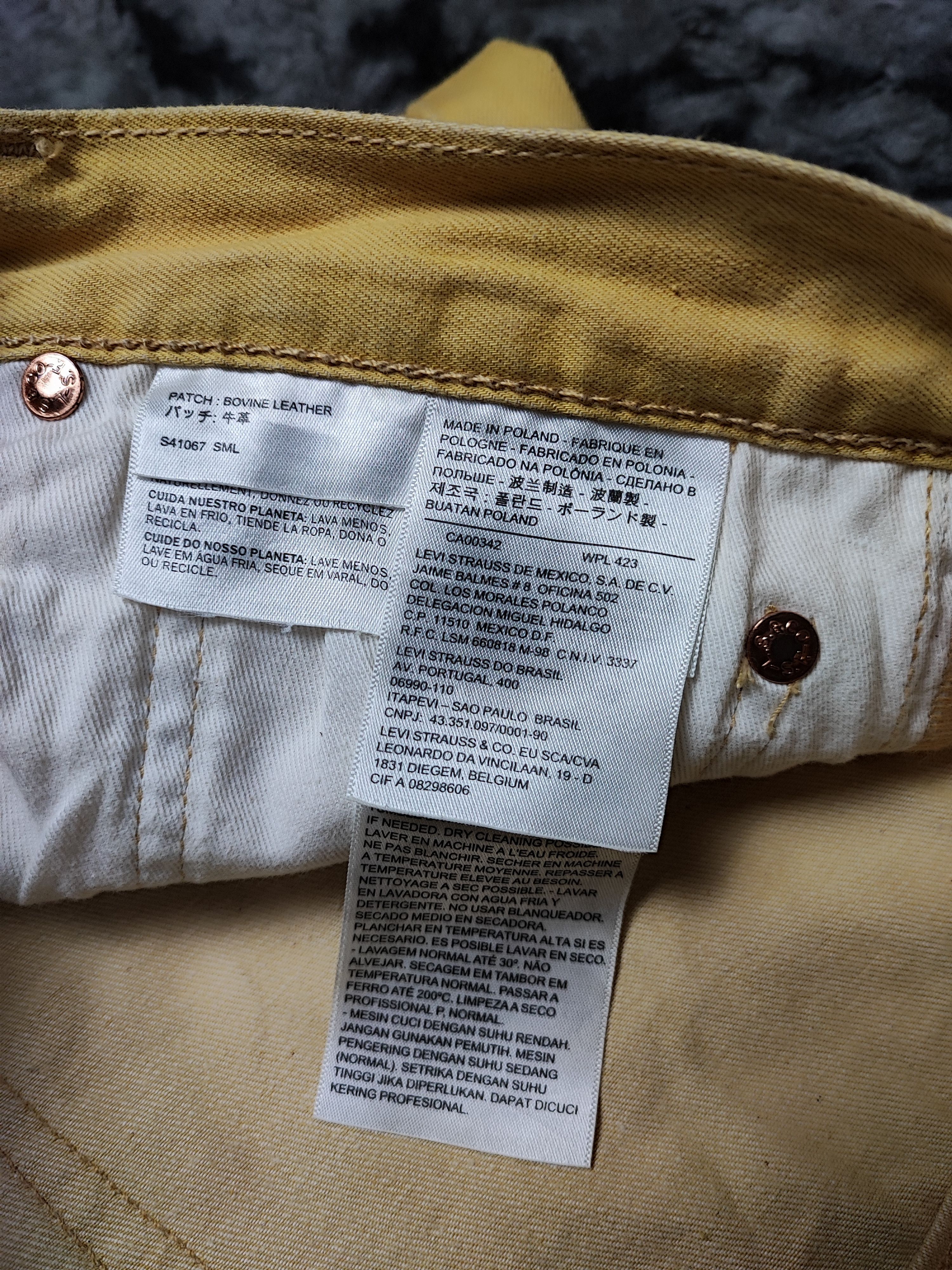 Levi's Levi’s 501 Button Fly Yellow Jeans Straight Cut Size US 31 - 18 Thumbnail