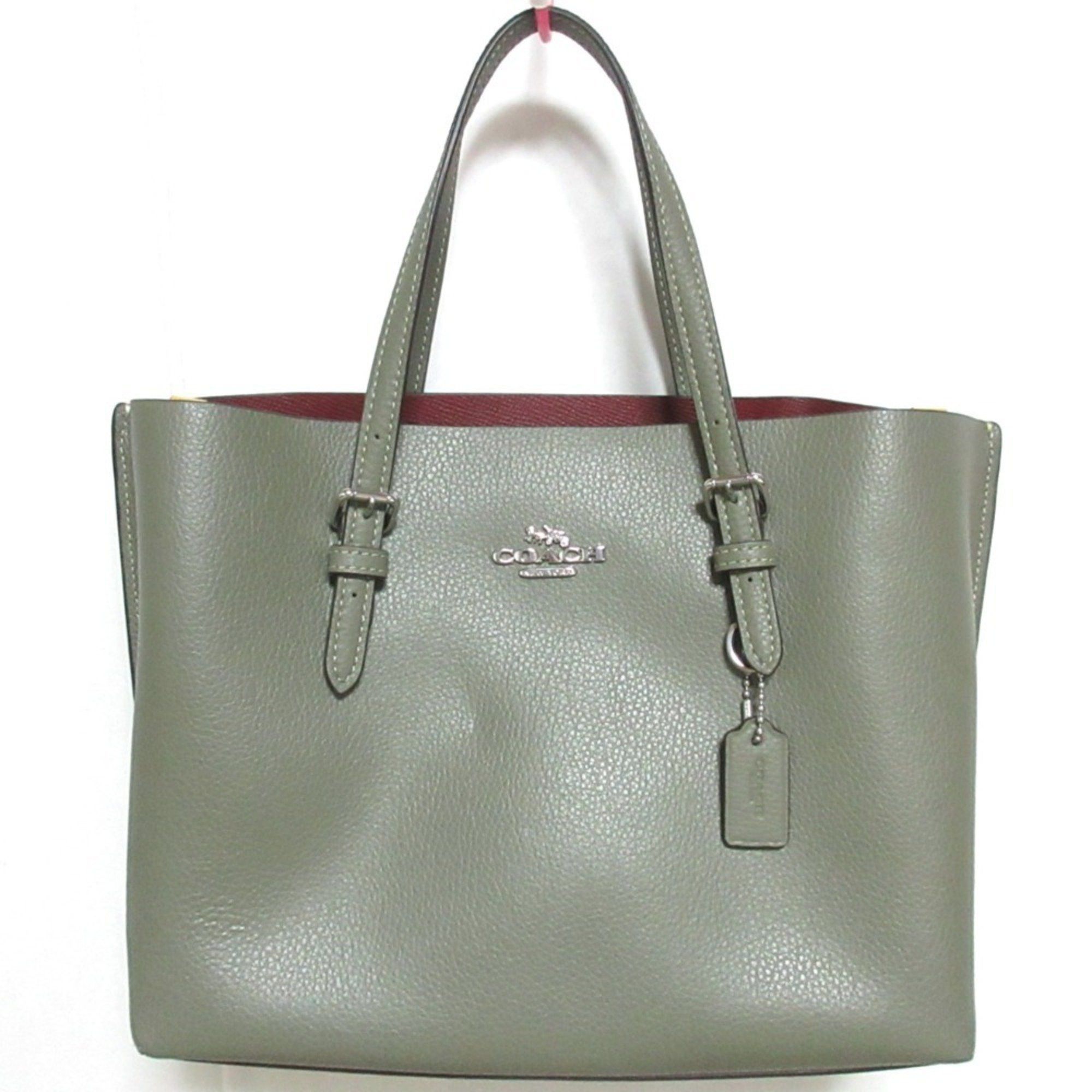 Coach Molly Tote 25 Double Face Cross Grain Leather 2Way Shoulder Bag C4084 Khaki Women's in Beige