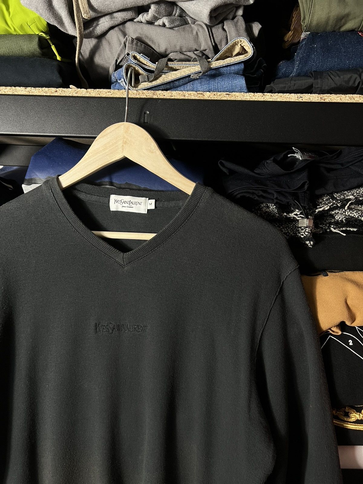 Yves Saint Laurent 🖤 Vintage Yves Saint Laurent Pour Homme V-Neck Sweater Rare Size US M / EU 48-50 / 2 - 2 Thumbnail