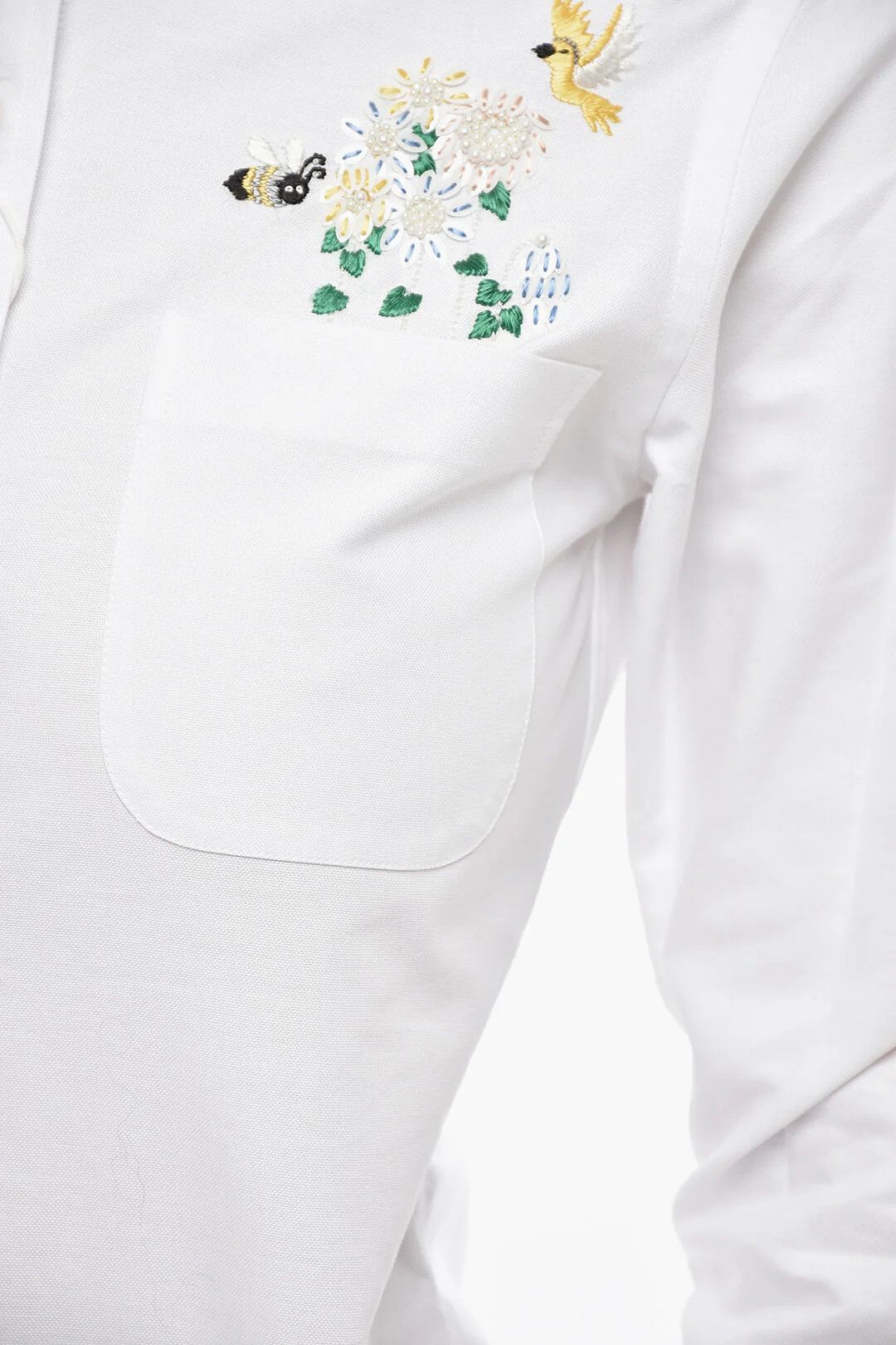 Thom Browne og1mm0426 Hopsack Cotton Button-Down Shirt in White Size S / US 4 / IT 40 - 3 Thumbnail