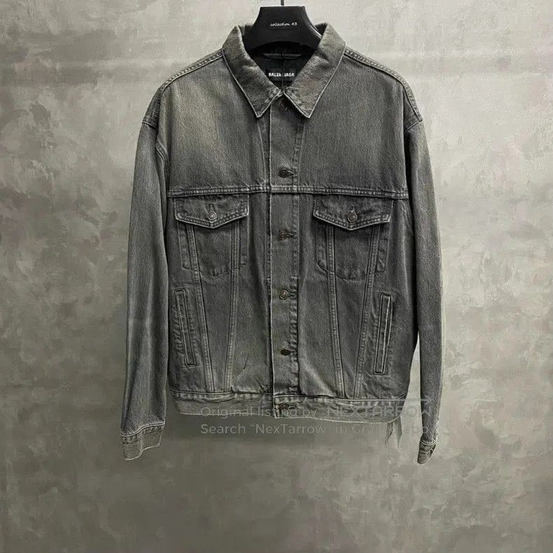 Balenciaga Balenciaga Black Gray Logo Denim Jacket. Size US L / EU 52-54 / 3 - 1 Thumbnail