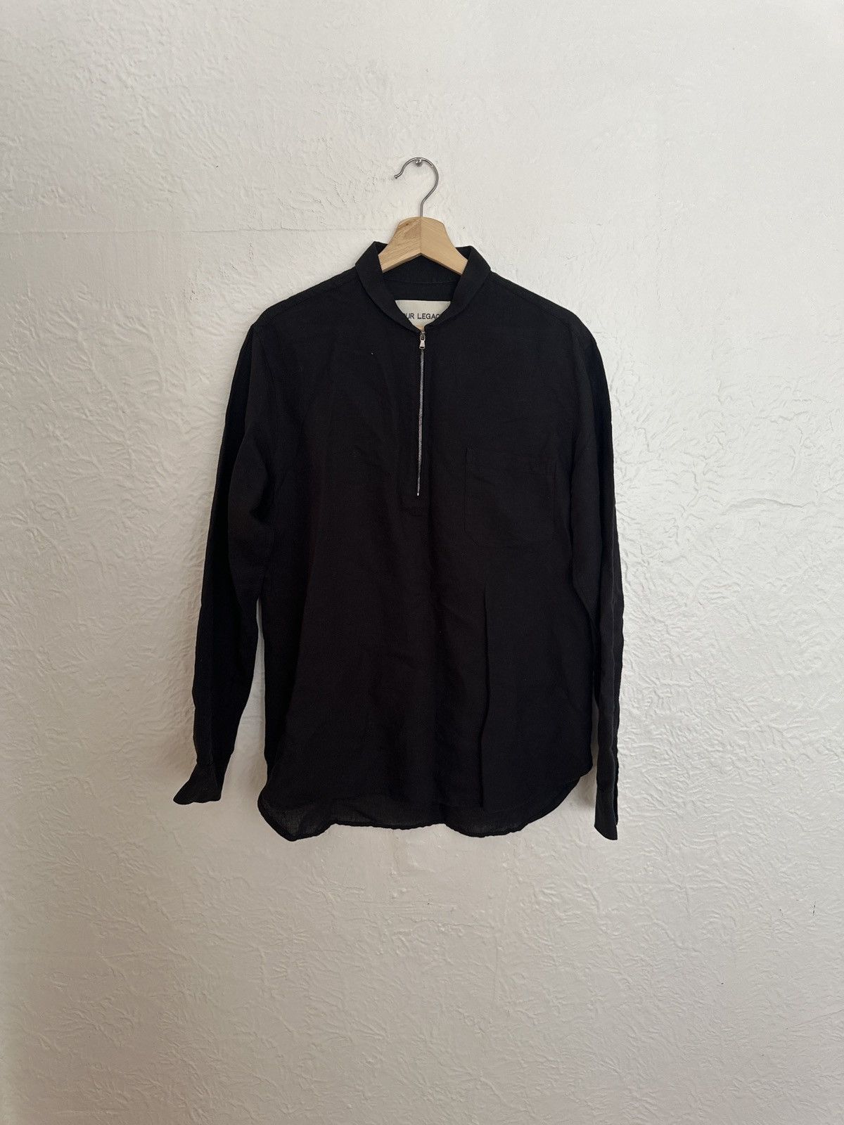 トップス our legacy zip shirt Our Legacy - Slim Zip Shirt Ripe Antracite Grainy Wool