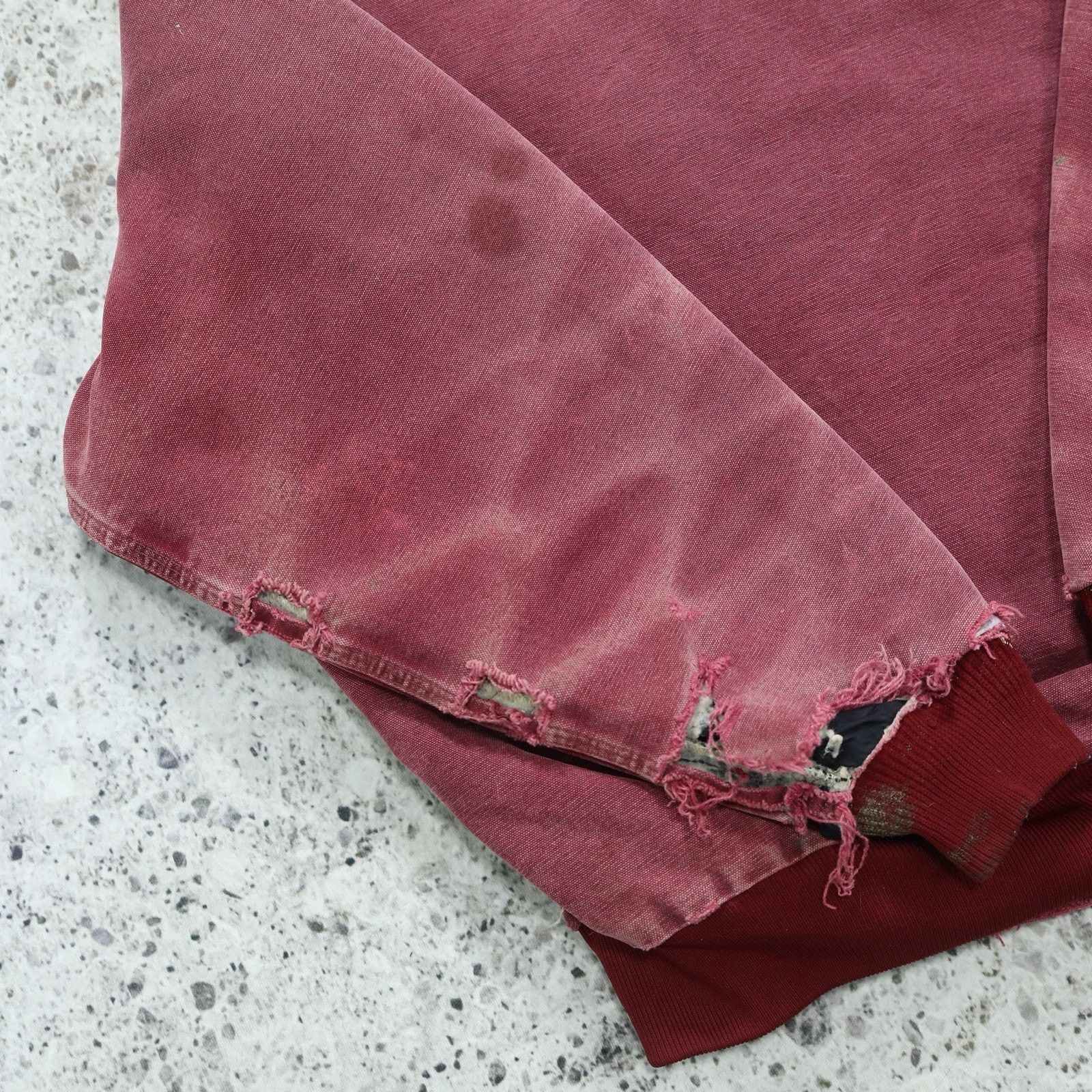 THRASHED Vintage Carhartt J68 CRI Crimson Faded Red Jacket