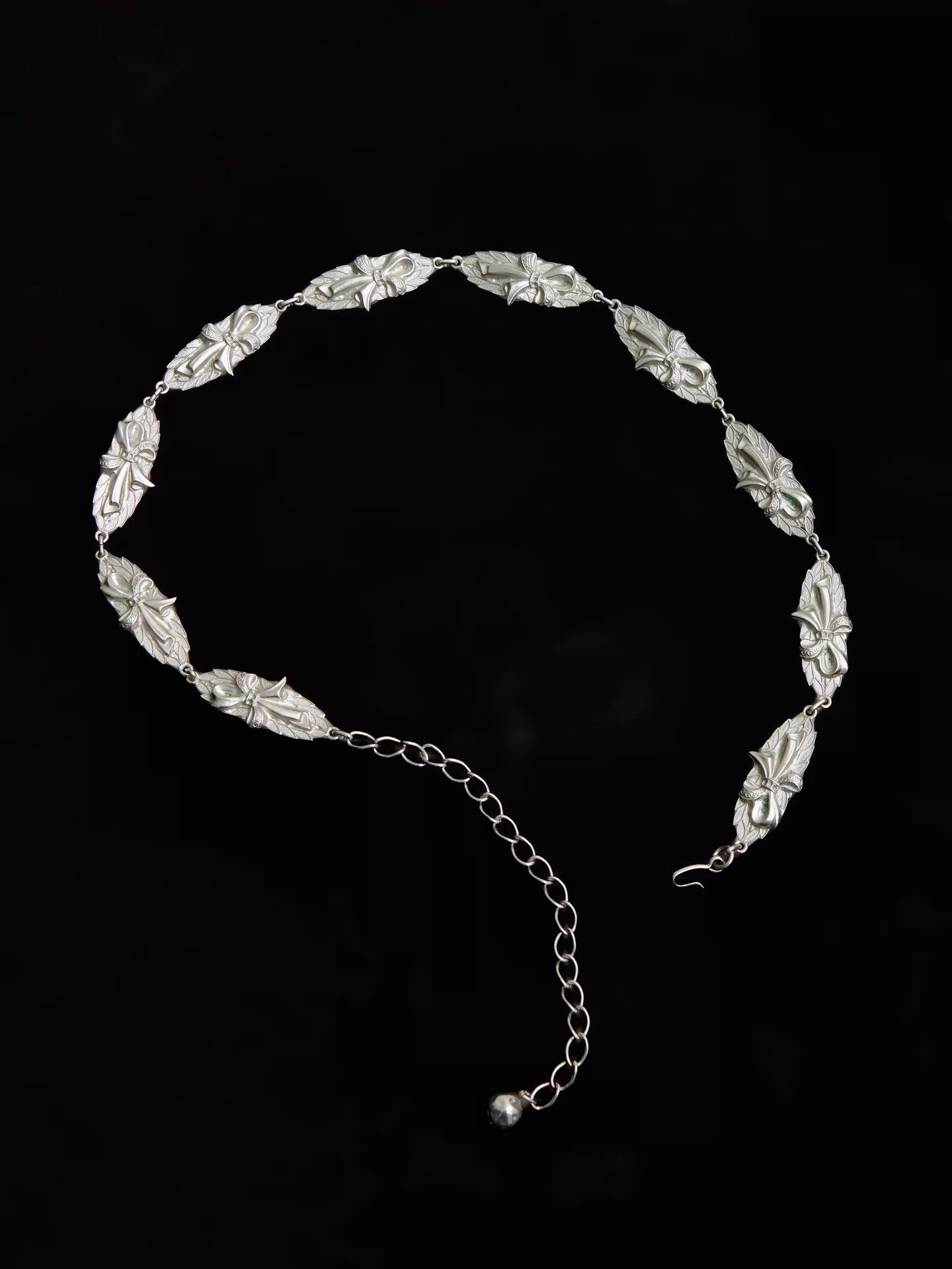 Other French Antique Silver Floral Relief Adjustable Necklace Size ONE SIZE - 6 Thumbnail