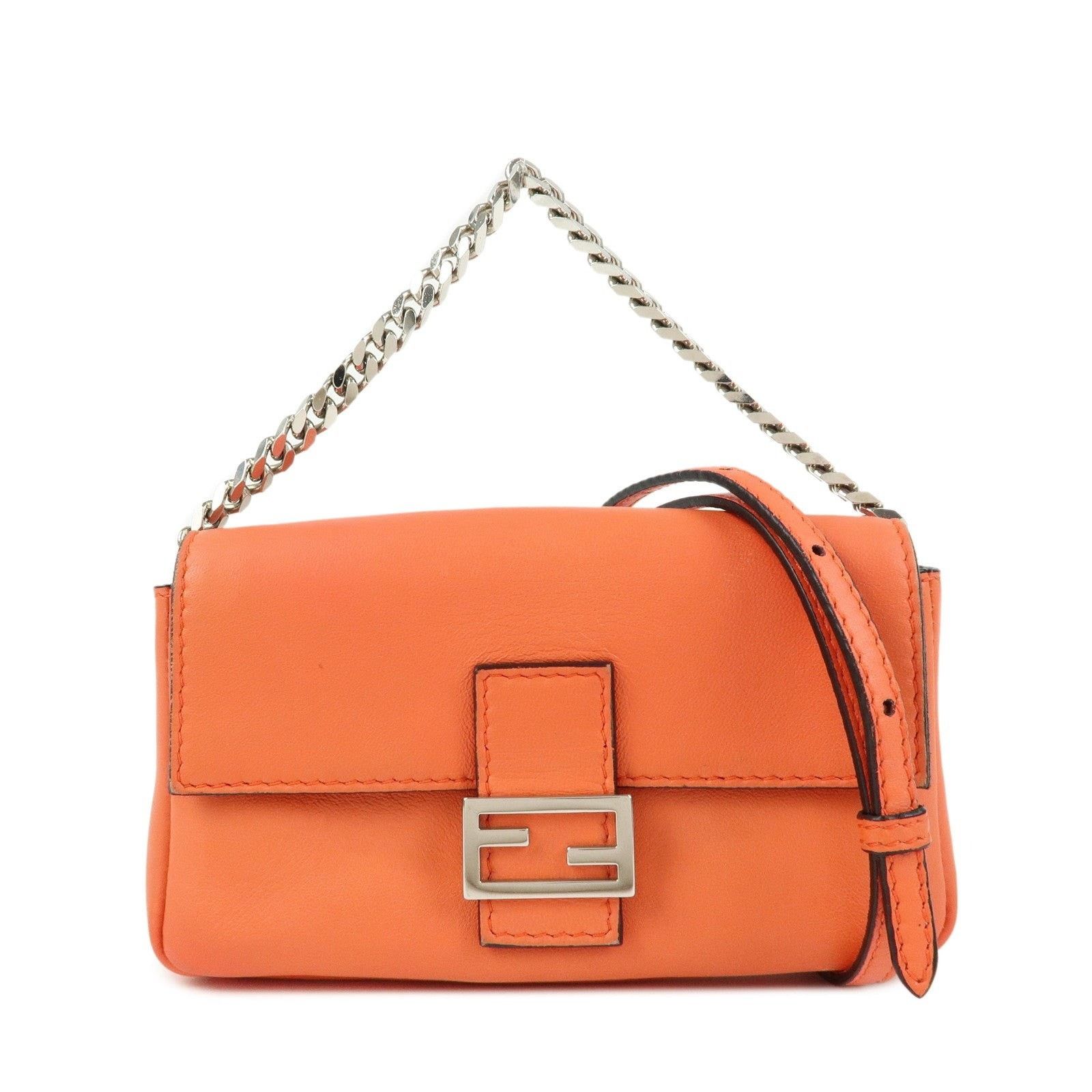 Fendi Fendi Micro Baguette Calfskin Crossbody Bag Orange Size ONE SIZE - 1 Thumbnail