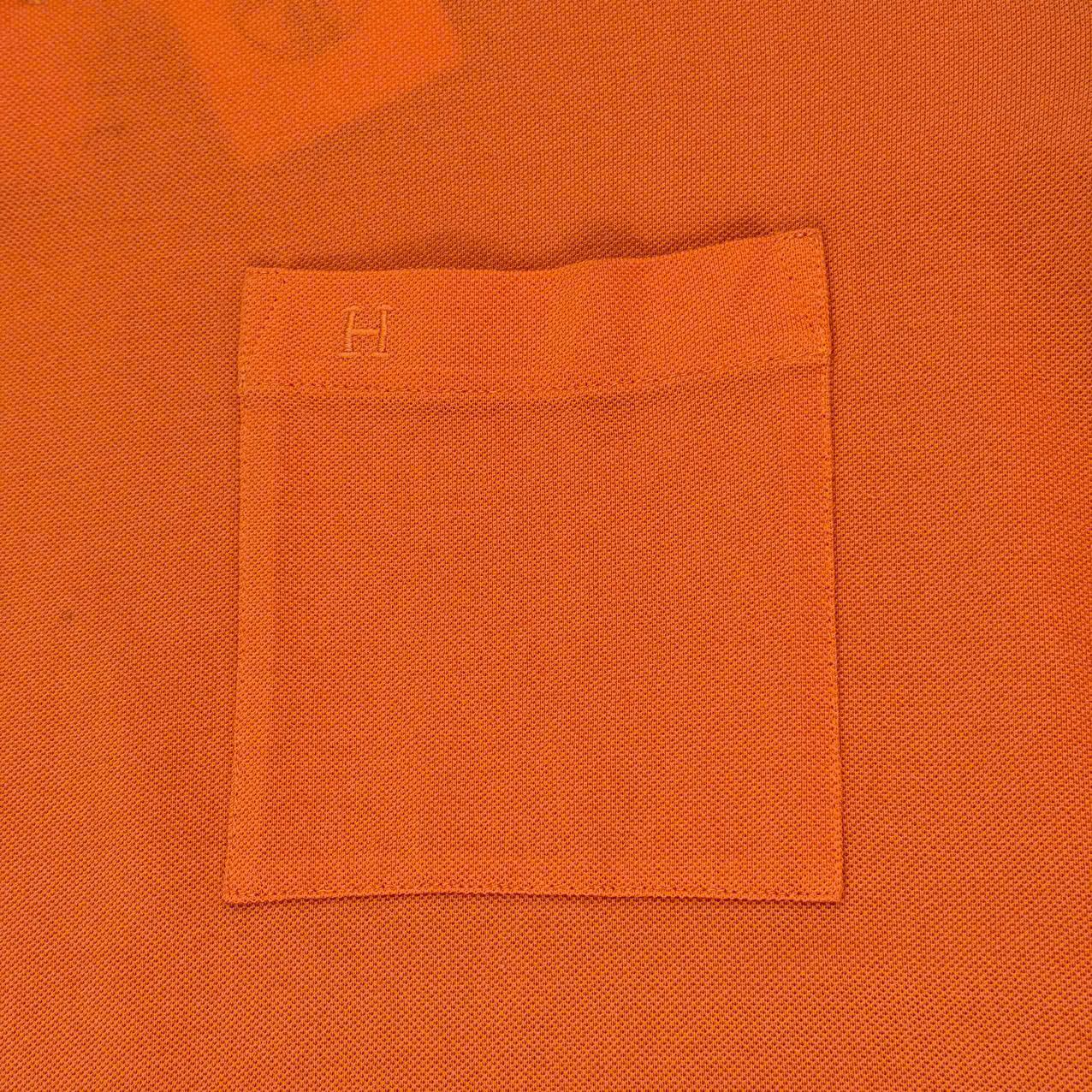 Hermes HERMES H embroidered buttoned polo shirt Orange Size US M / EU 48-50 / 2 - 7 Thumbnail