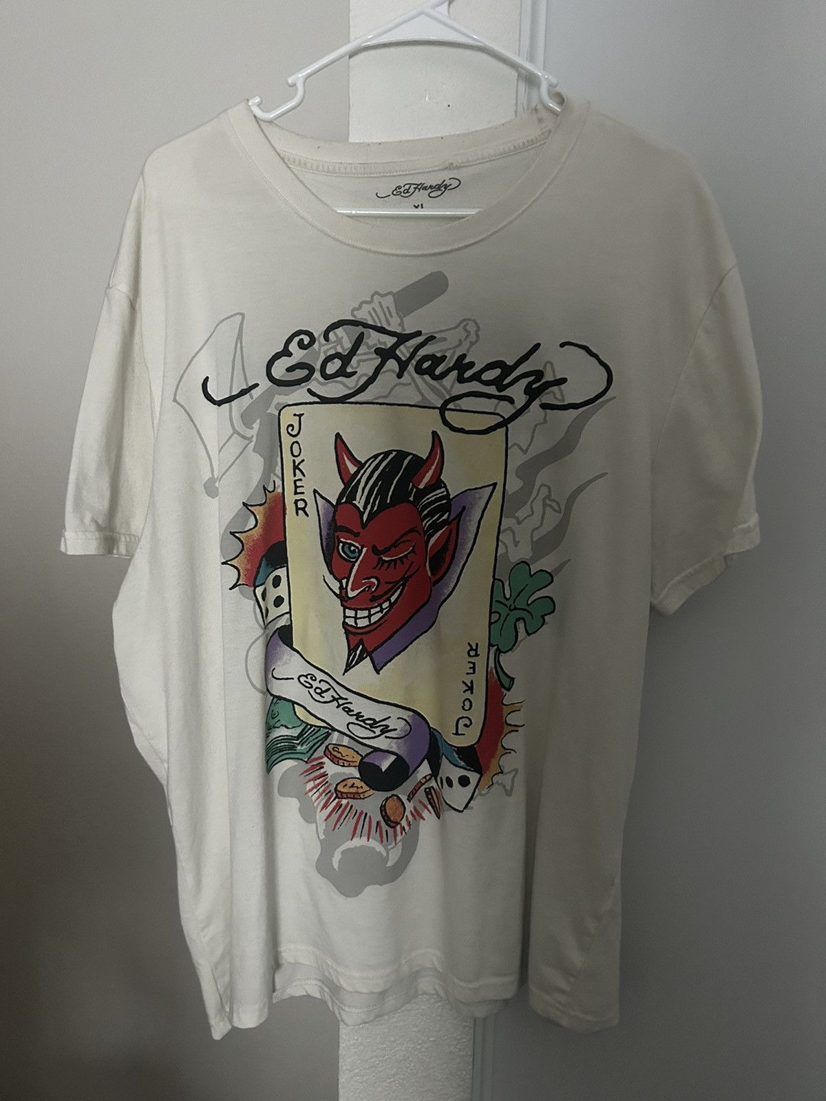 Ed Hardy × Vintage white ed hardy joker card shirt Size US XL / EU 56 / 4 - 2 Thumbnail