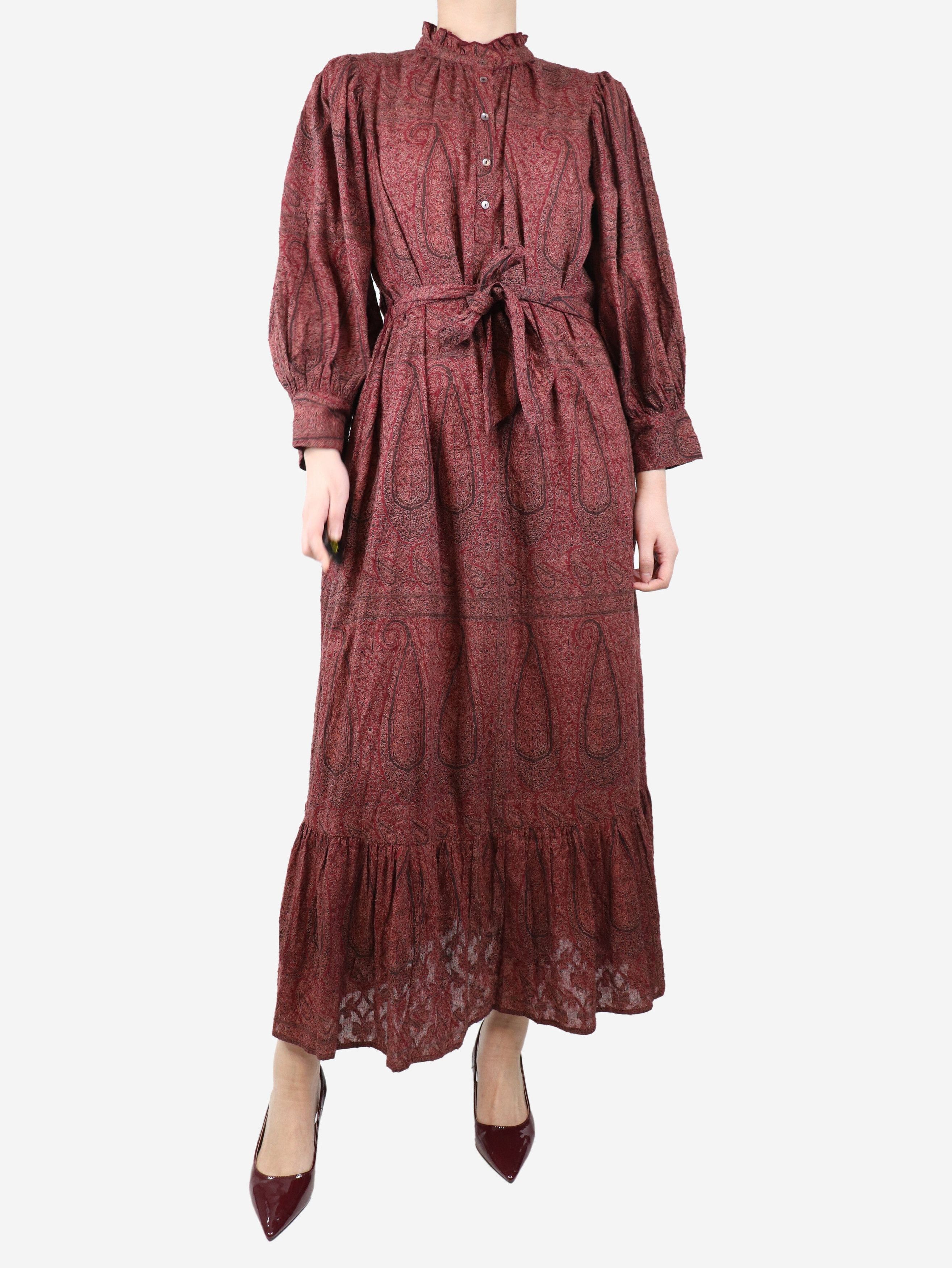 Antik Batik Burgundy paisley printed midi dress - size M
