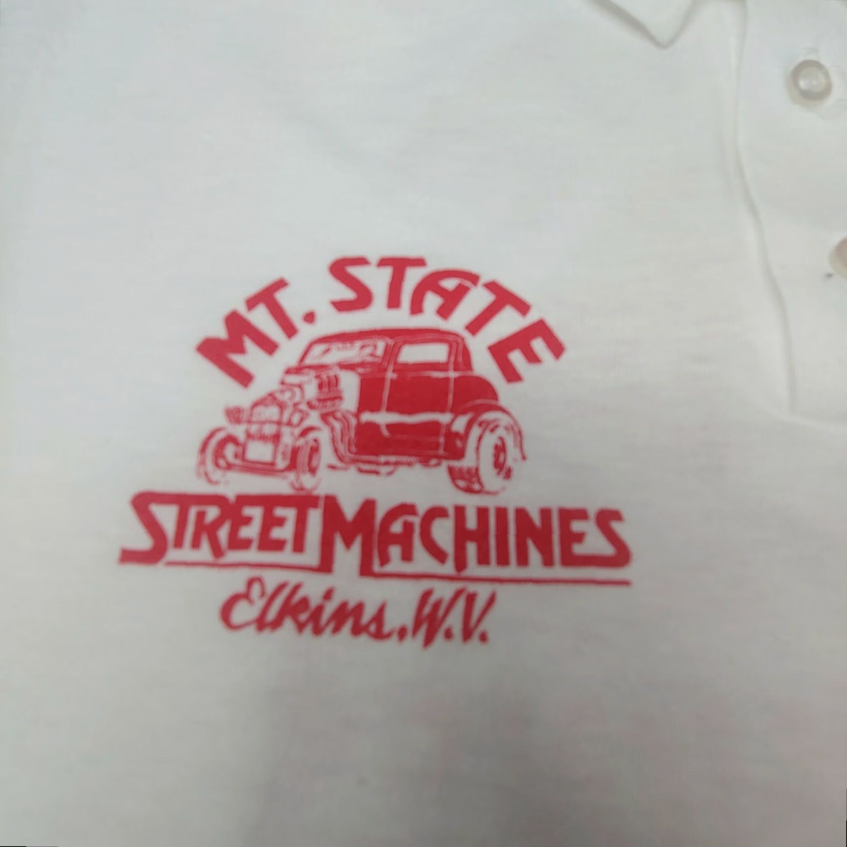 Vintage VINTAGE Single Mountain State Street Machines Polo Shirt L White Men Short Sleeve Collared Graphic Print Car Club 90s Hot Rod Boys Girls Mens Womens Size US L / EU 52-54 / 3 - 5 Thumbnail