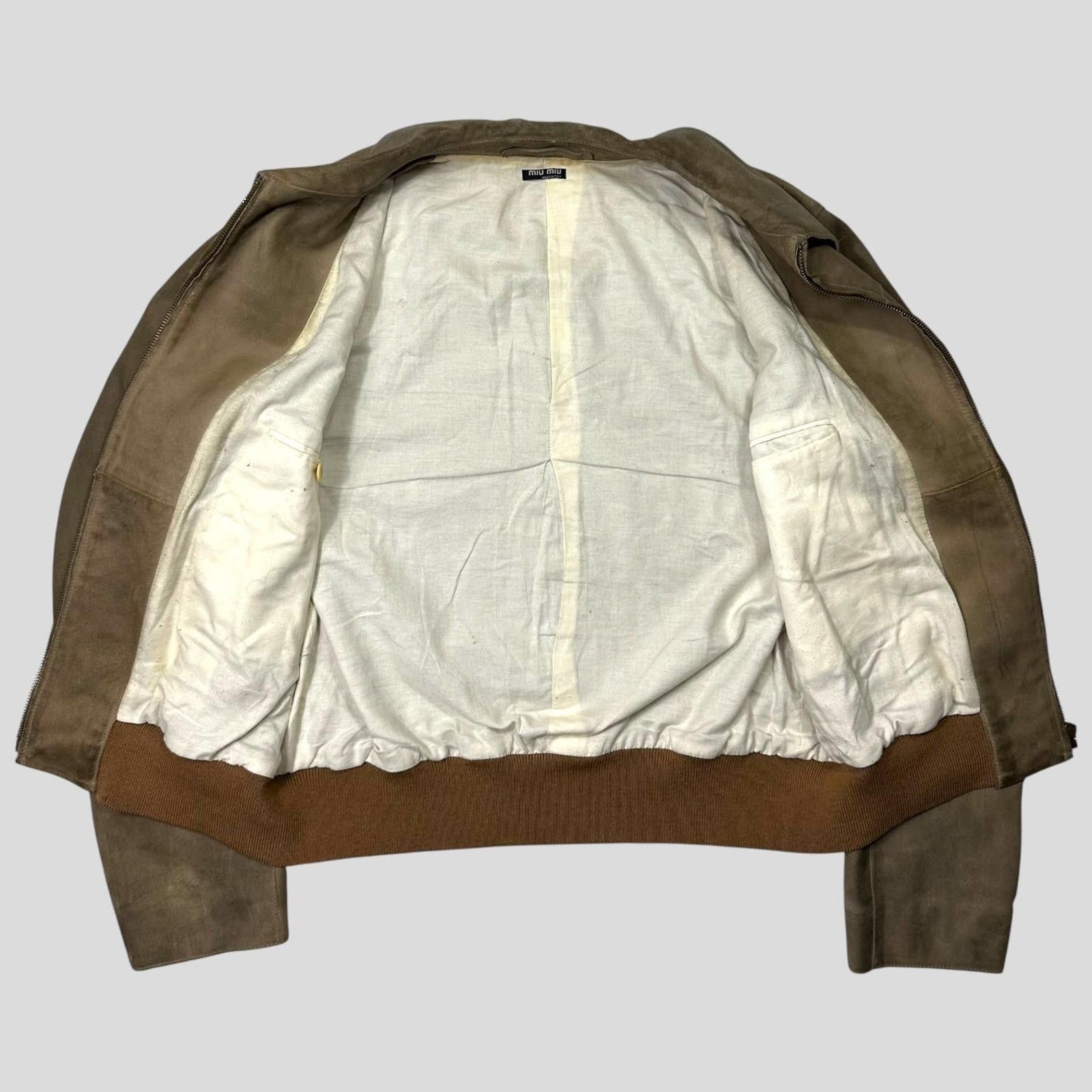 Miu Miu Miu Miu 00’s Suede Leather Cropped Work Jacket - IT50 (M/L) Size US M / EU 48-50 / 2 - 4 Thumbnail