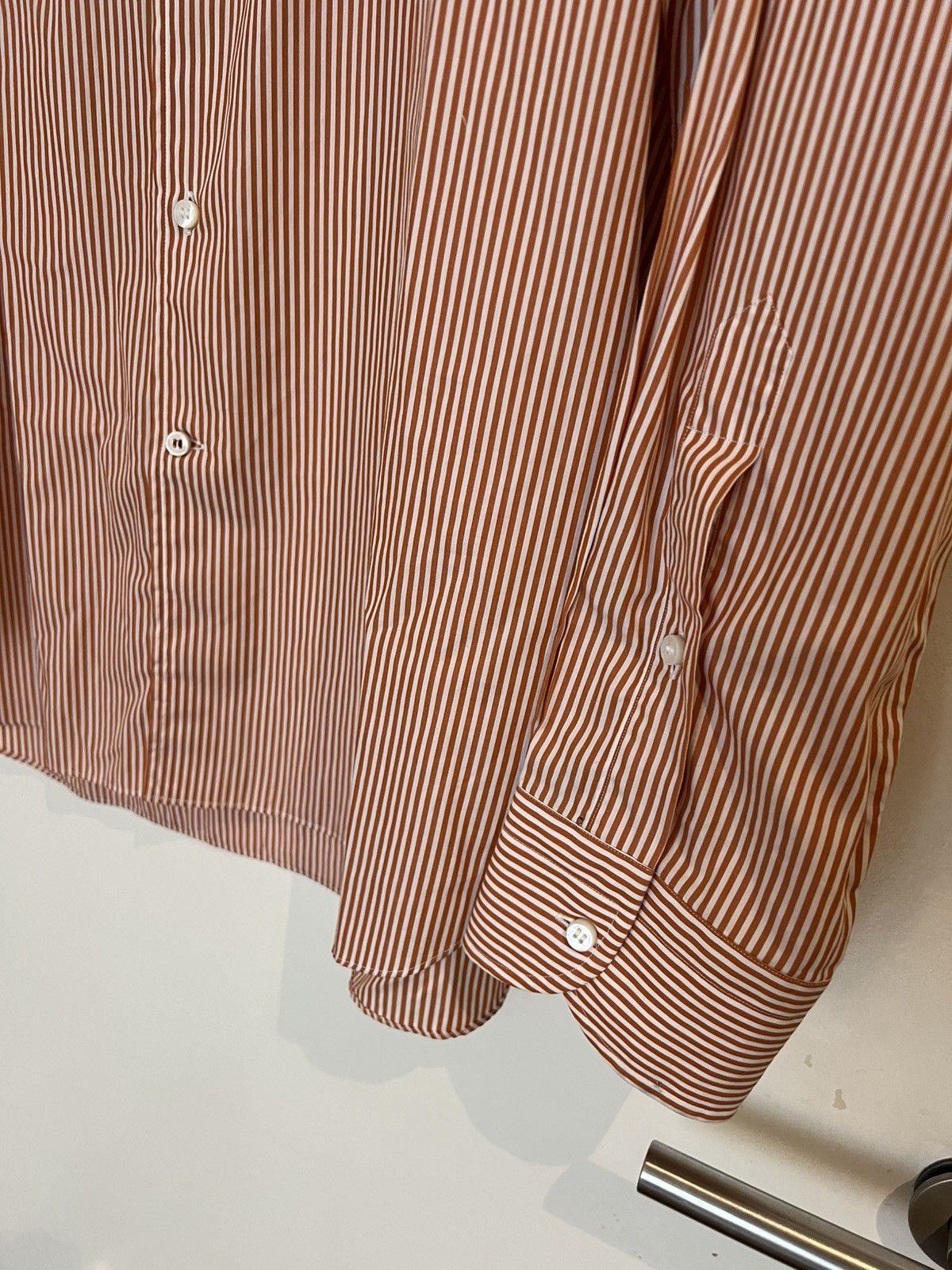 Loro Piana Loro Piana Stripped Brown & White Cotton Long Sleeves XXL Size US XXL / EU 58 / 5 - 4 Thumbnail