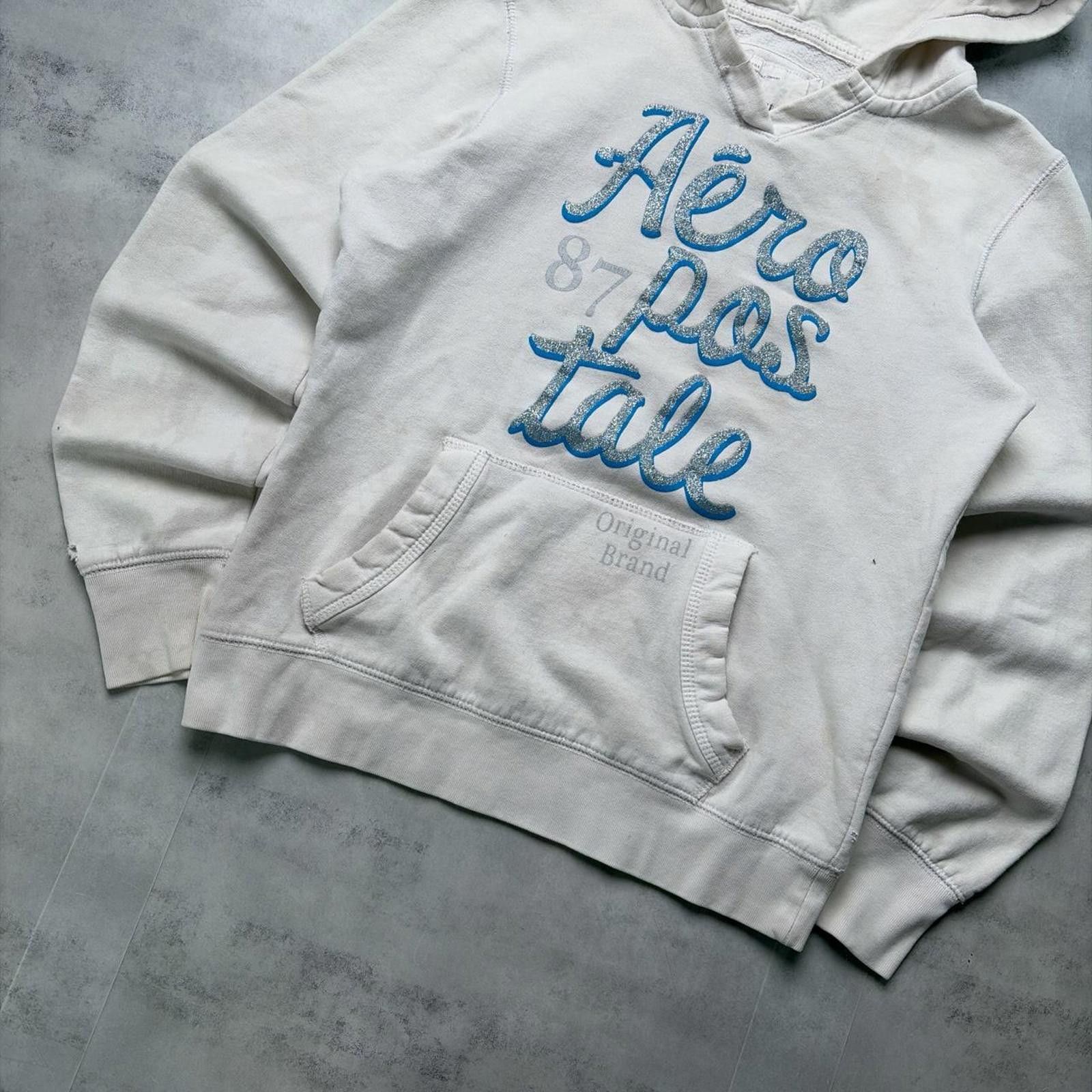 Aeropostale Y2K White Aeropostale Grunge Distressed Skater Hoodie Size M / US 6-8 / IT 42-44 - 3 Thumbnail