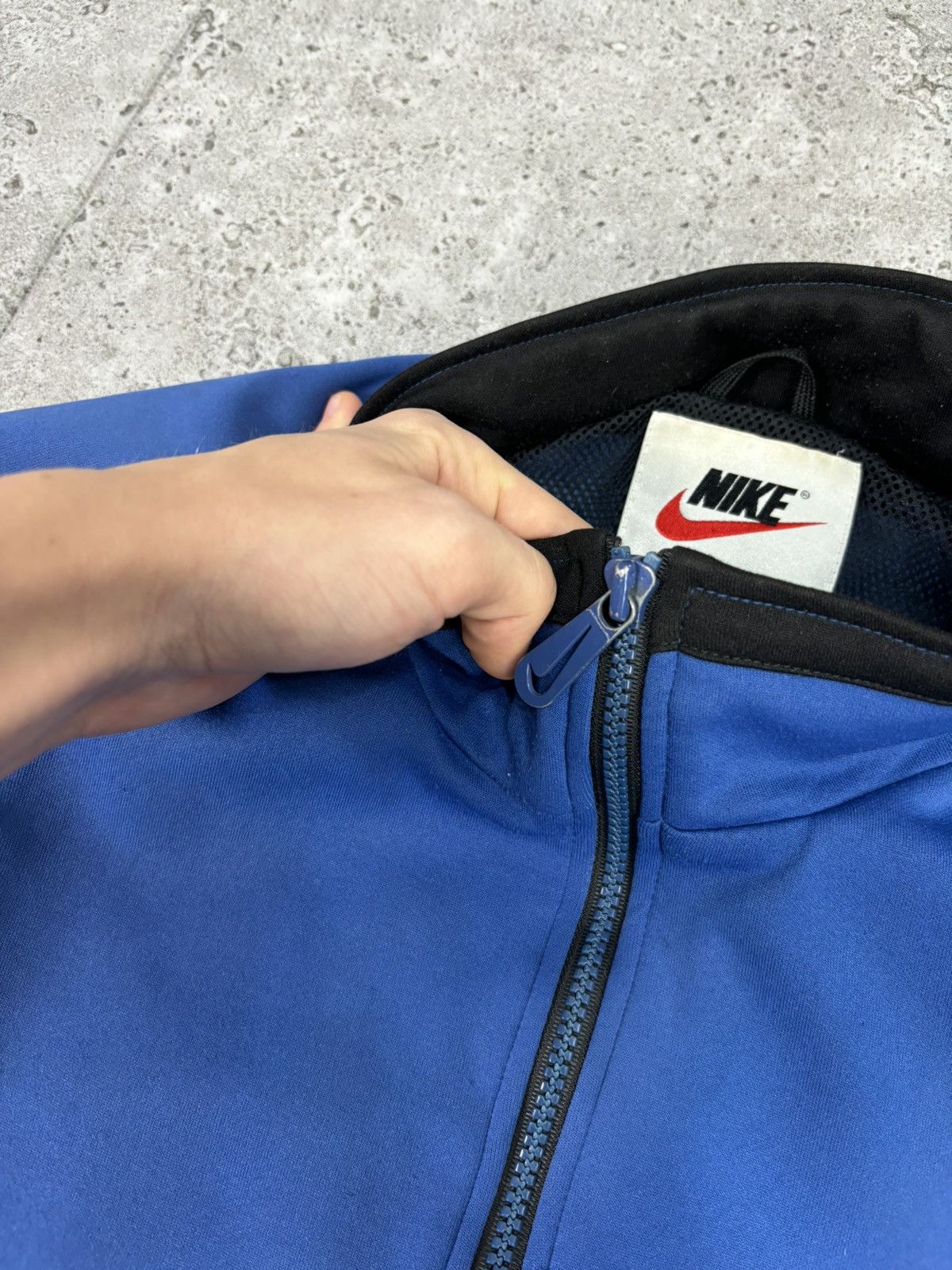Nike × Vintage Vintage y2k Nike Blue Full Zip Up Hoodie mini Swoosh Logo Size US L / EU 52-54 / 3 - 7 Thumbnail