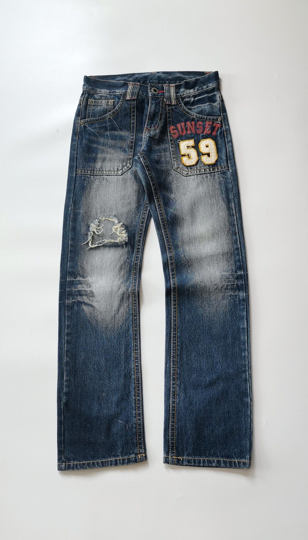 Japanese Brand Playchess Sunset 59 Patch Pockets Jeans Size US 29 - 1 Thumbnail