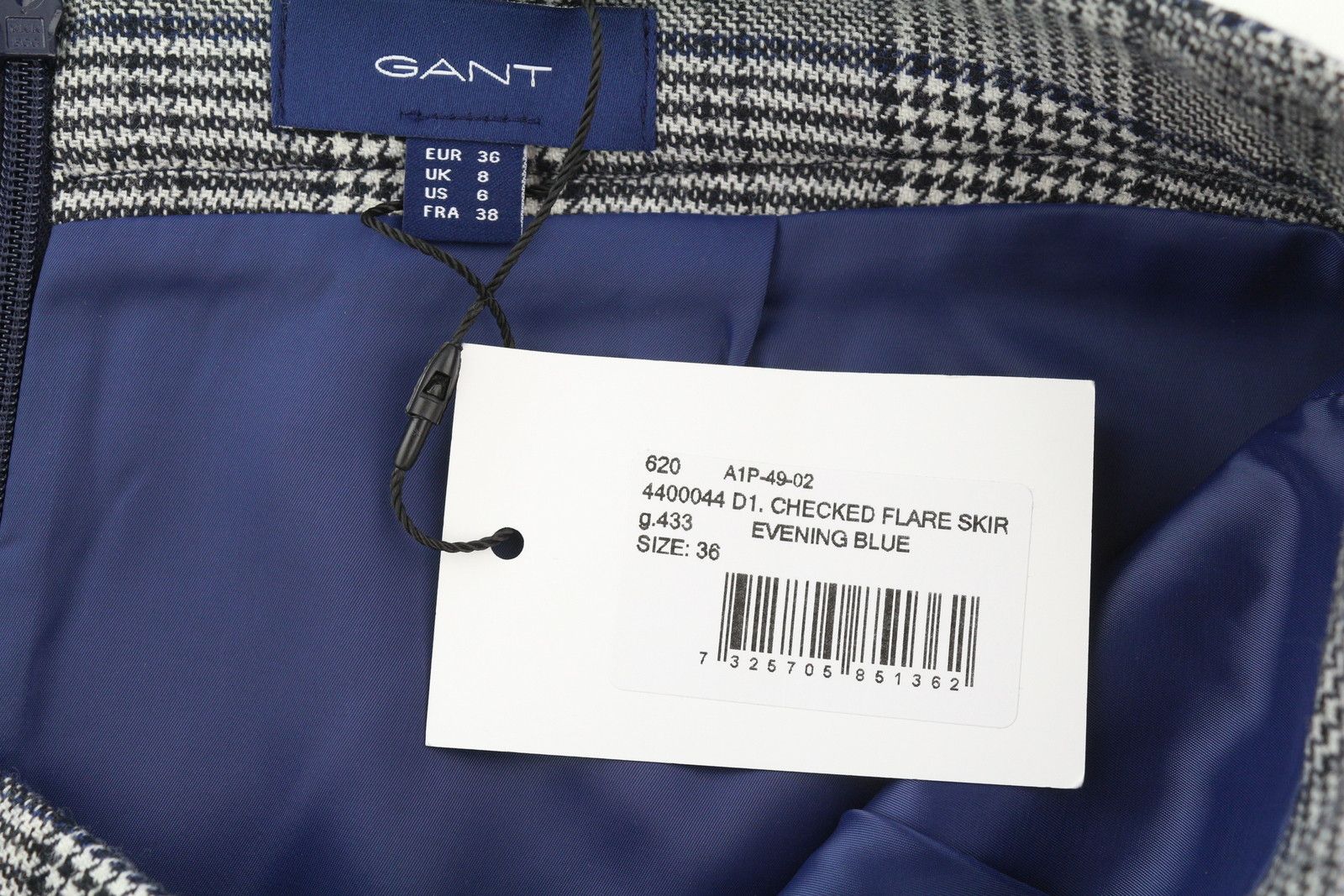 Gant CHECKED FLARE EU36 Blue Plaid Knee Skirt 85180 Size 26" / US 2 / IT 38 - 6 Thumbnail