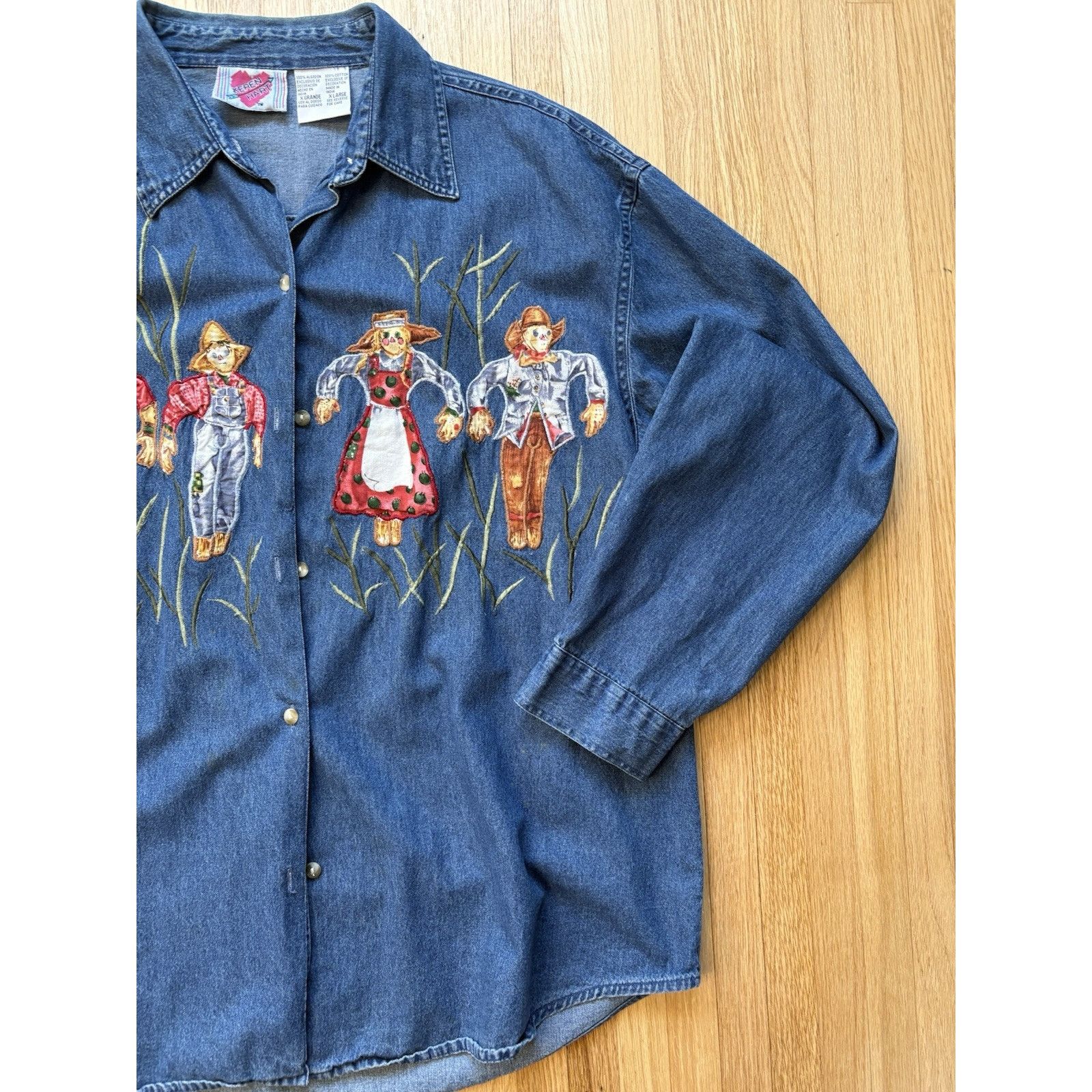 Other Womens Sz XL Karen Scott Denim Shirt Autumn Embroidered Size XL / US 12-14 / IT 48-50 - 2 Thumbnail