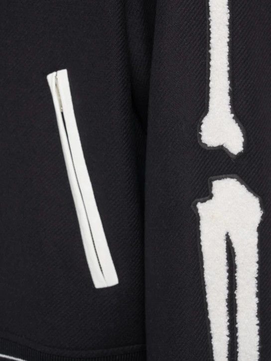 Amiri o1lsvrm0425 Bones varsity wool jacket in Black Size US XL / EU 56 / 4 - 4 Thumbnail