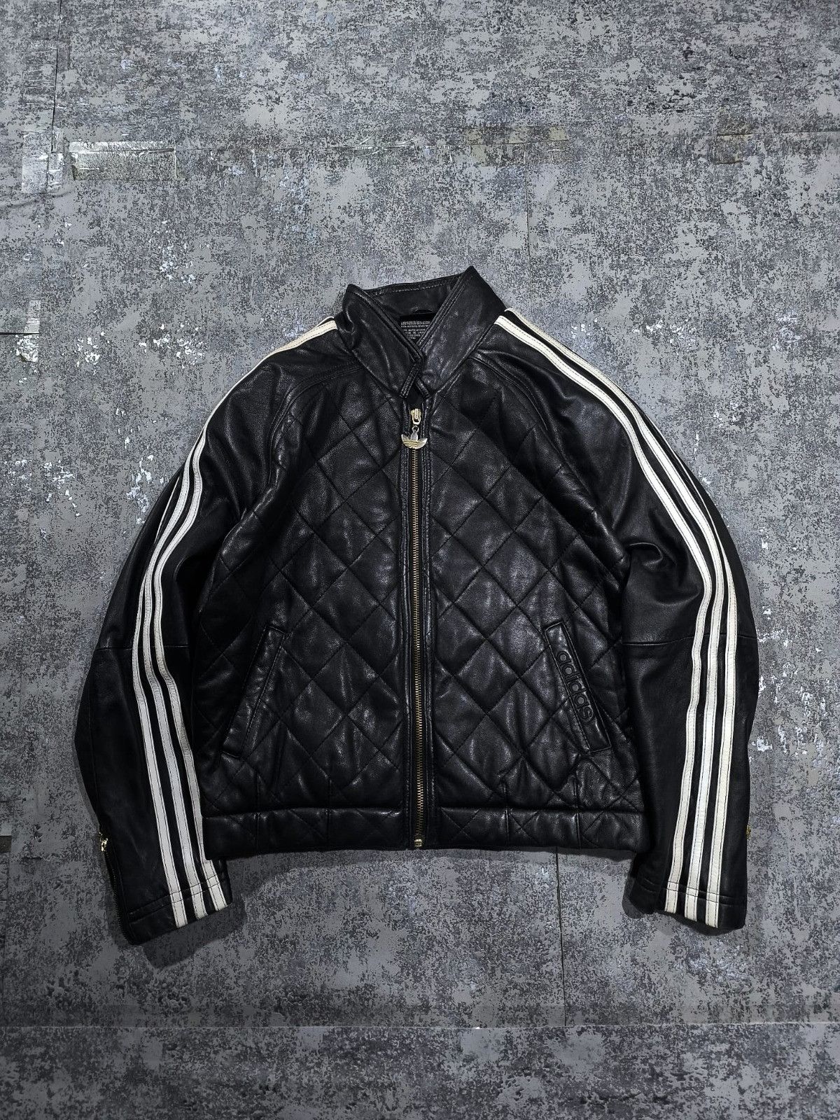 Adidas vintage Adidas three-stripe leather crop bomber jacket Size M / US 6-8 / IT 42-44 - 2 Thumbnail