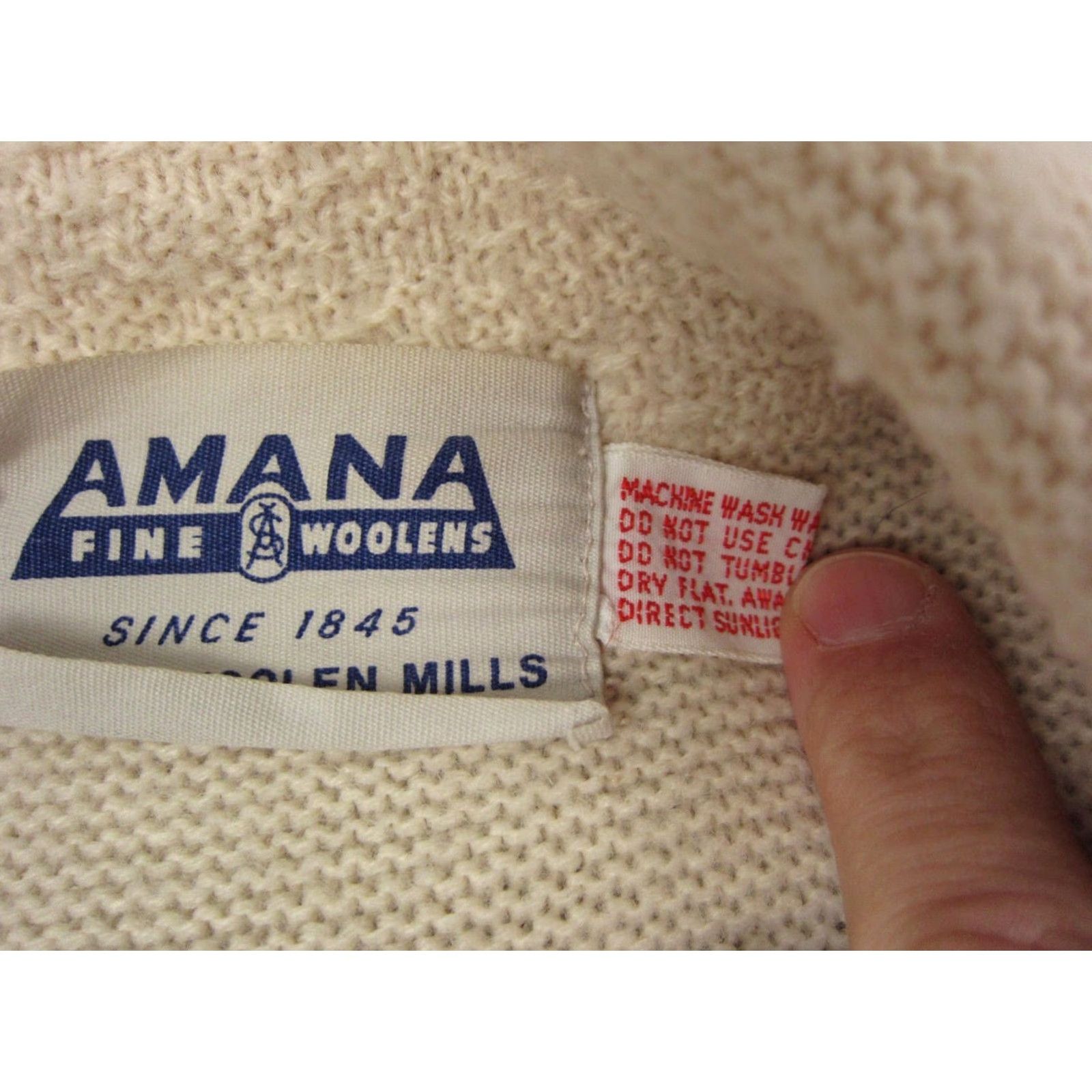 Vintage Amana Woolen Mills Open Cardigan Womens 42 L Ivory Wool Knit Sweater Cardigan Women Large Open Holly 42 L Cotton? Size L / US 10 / IT 46 - 6 Thumbnail