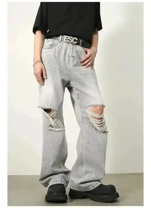 Japanese Brand Baggy Ripped Denim Jeans Size US 32 / EU 48 - 6 Thumbnail