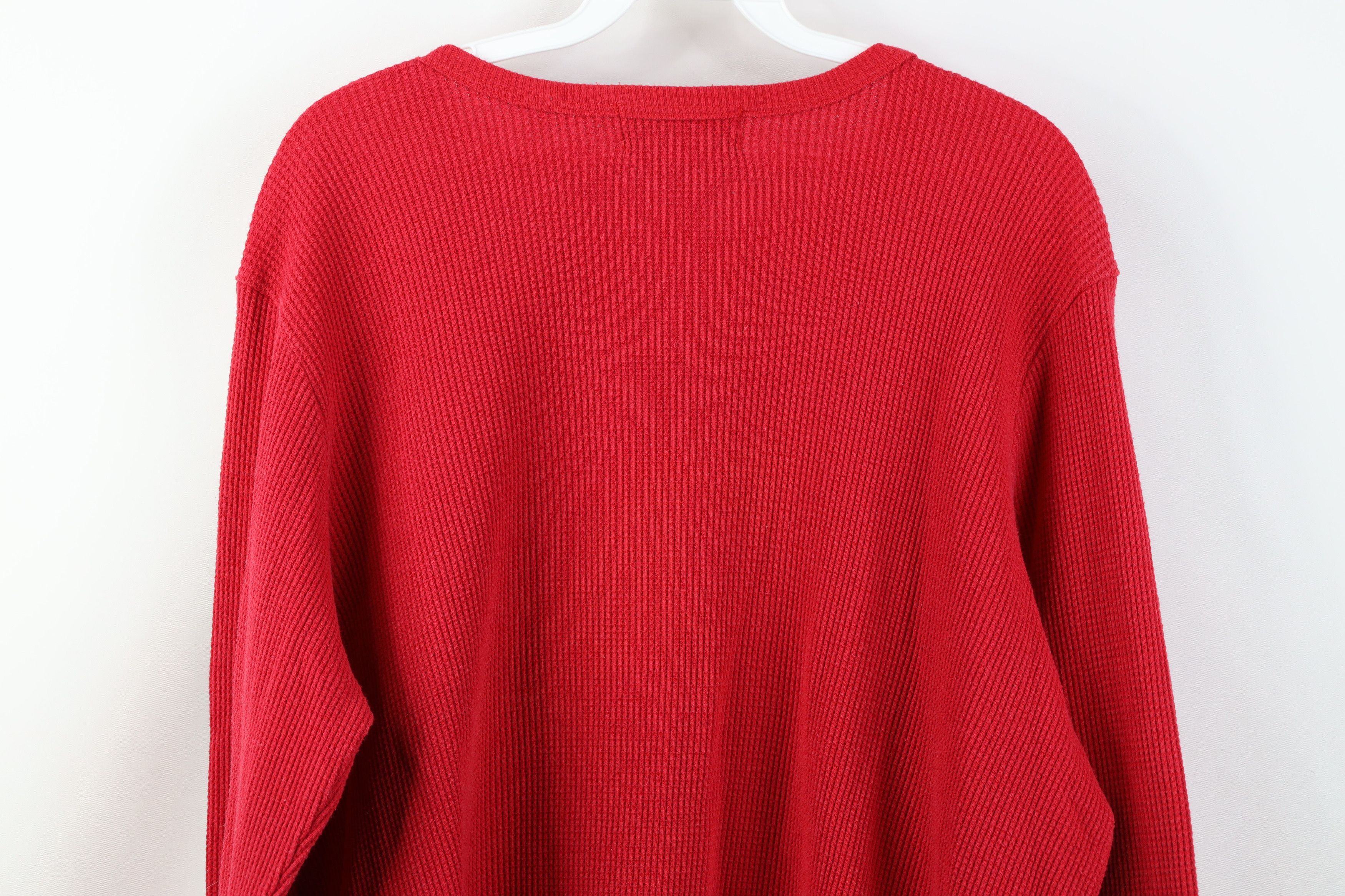 Vintage Vintage 90s Streetwear Waffle Knit Long Sleeve T-Shirt Red Size US L / EU 52-54 / 3 - 9 Thumbnail