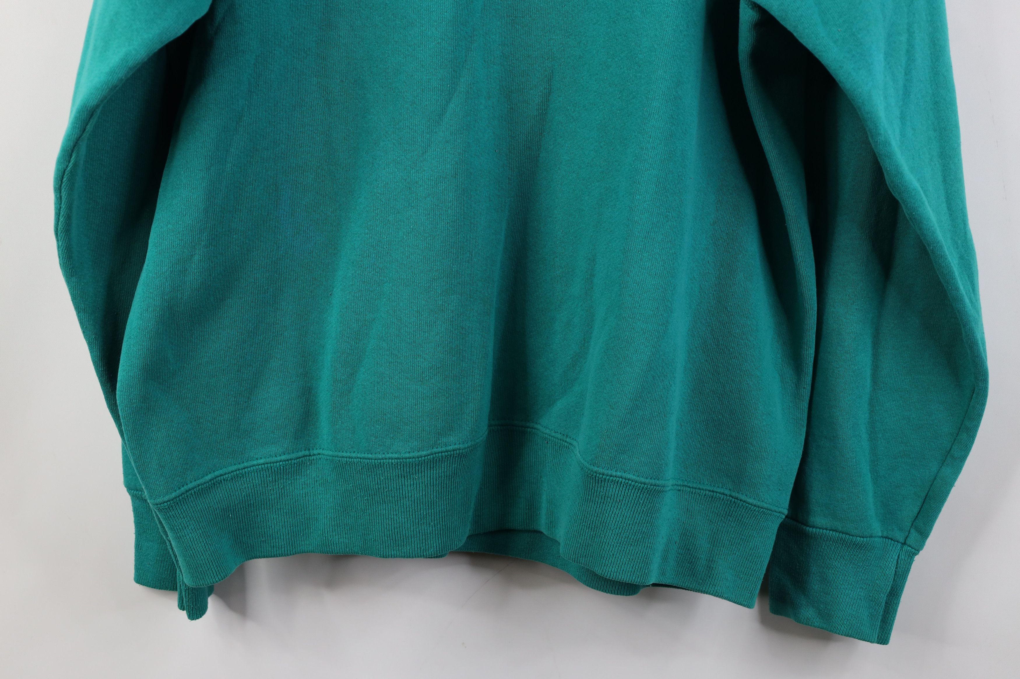 Vintage Vintage 90s Streetwear Blank Crewneck Sweatshirt Teal Size US XL / EU 56 / 4 - 15 Thumbnail