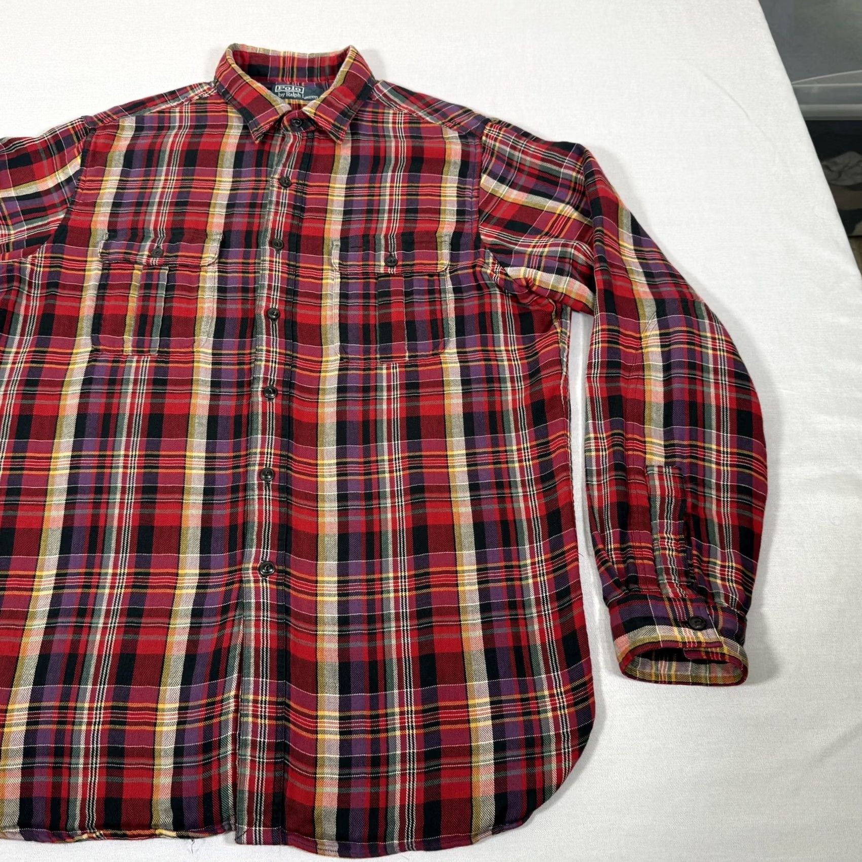 Polo Ralph Lauren Polo Ralph Lauren Shirt Men L Red Plaid Flannel Button Up 90s Vintage Christmas Casual Outdoor Winter Fall Weather Size US L / EU 52-54 / 3 - 3 Thumbnail