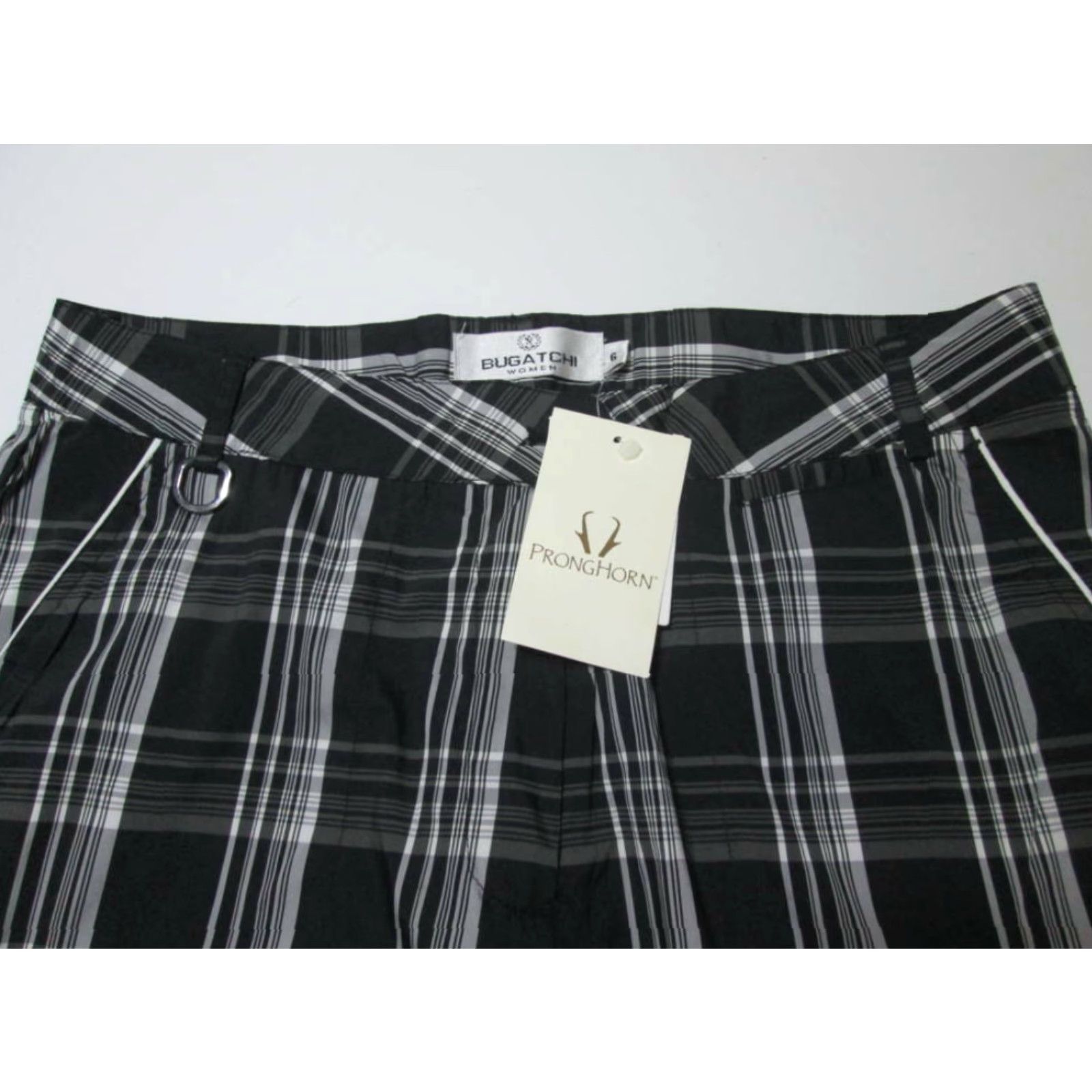 BUGATCHI Bugatchi Bermuda Shorts Black Check Pockets NWT Womens Size 6 Casual Chino Bermuda Shorts Size 28" / US 6 / IT 42 - 3 Thumbnail
