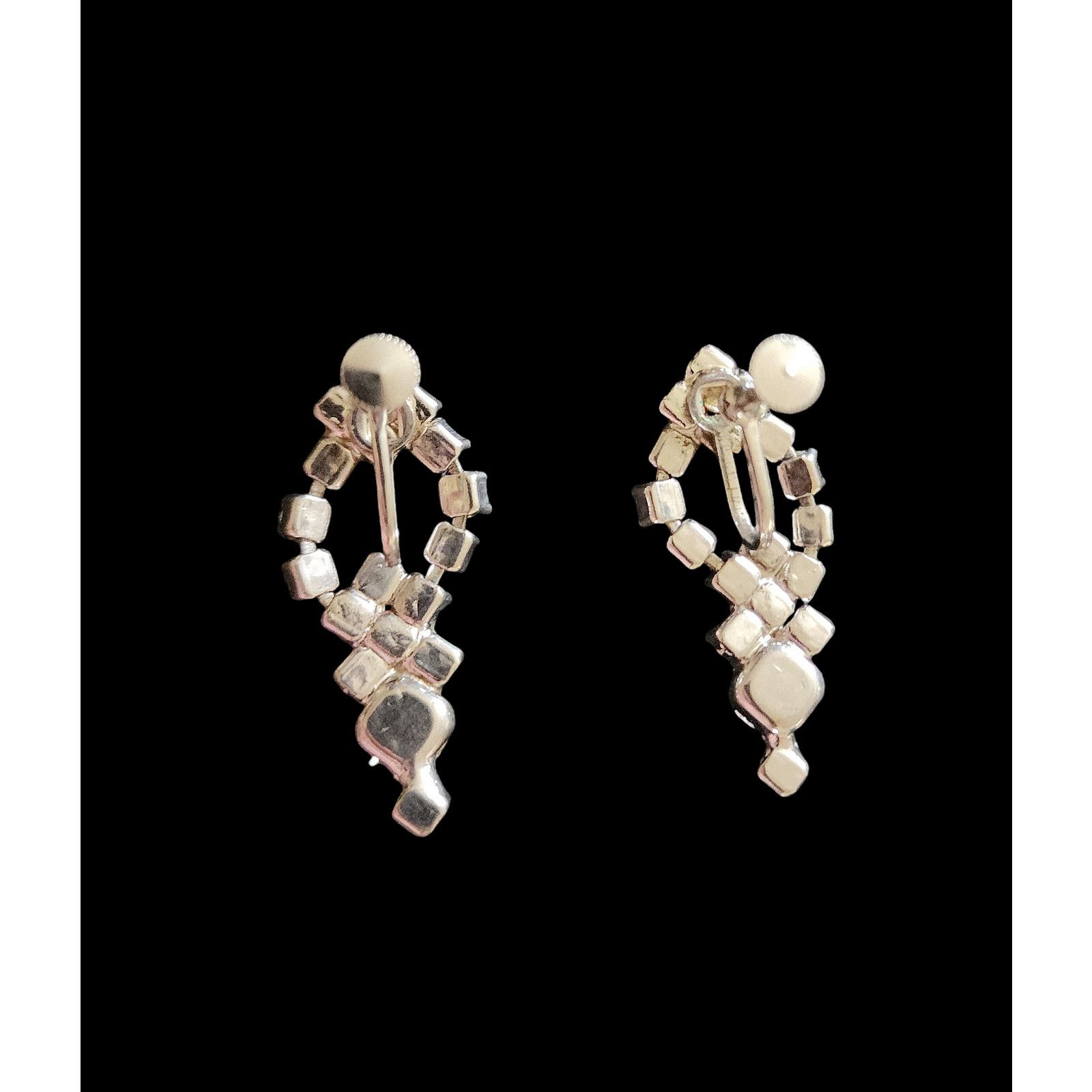 Other Vntg Clear Rhinestone Screw Back Dangle Chandelier Earrings Size ONE SIZE - 5 Thumbnail