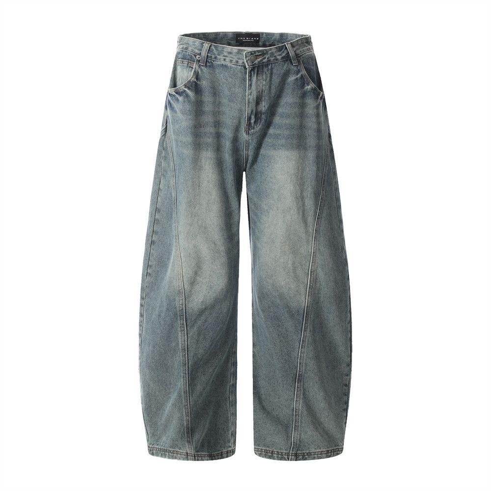 Japanese Brand × Vintage American retro washed workwear patchwork scimitar jeans Size US 32 / EU 48 - 1 Thumbnail