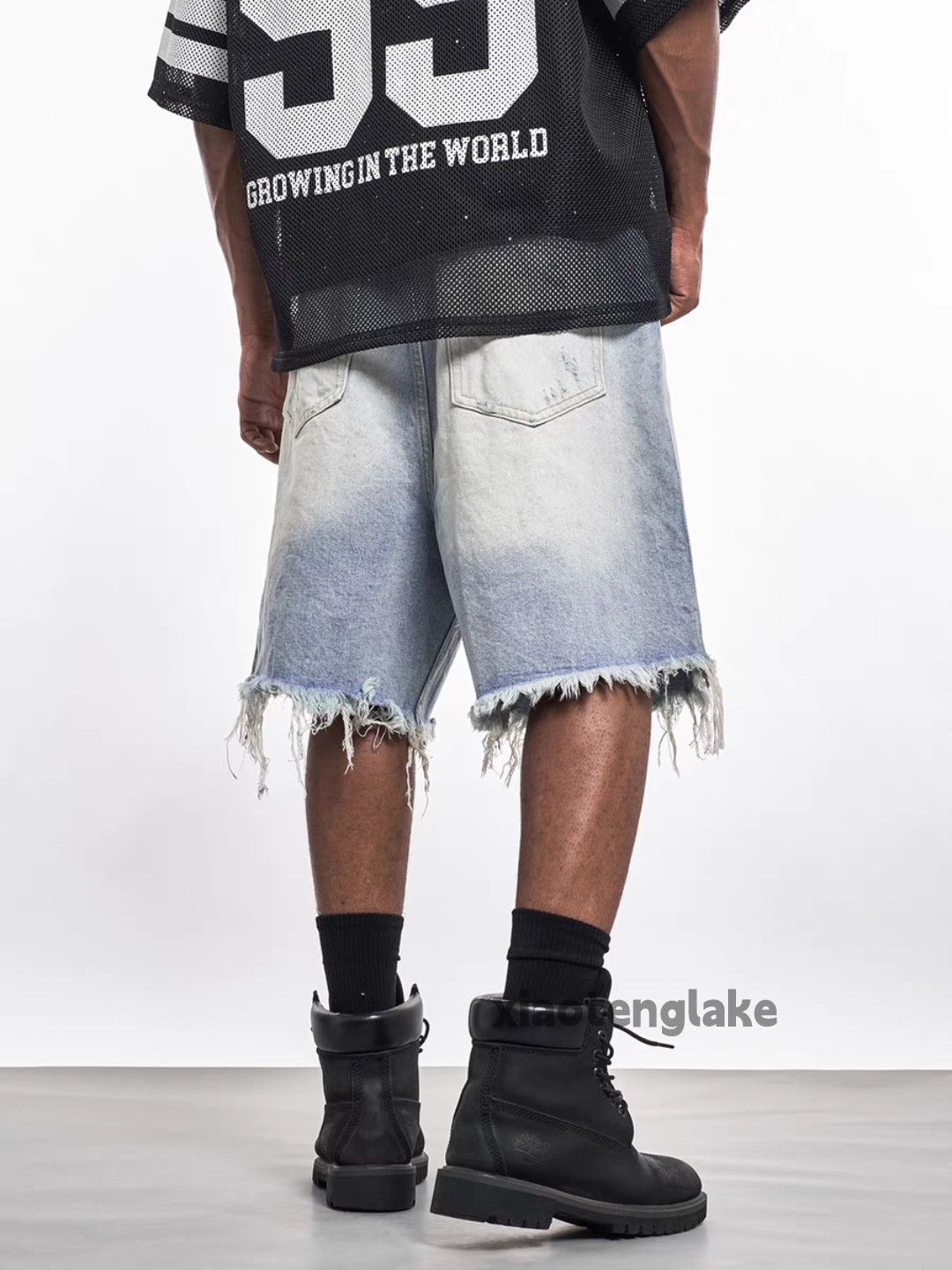 Vintage Unisex washed faded utility punk hiphop damaged shorts Size US 35 - 4 Thumbnail