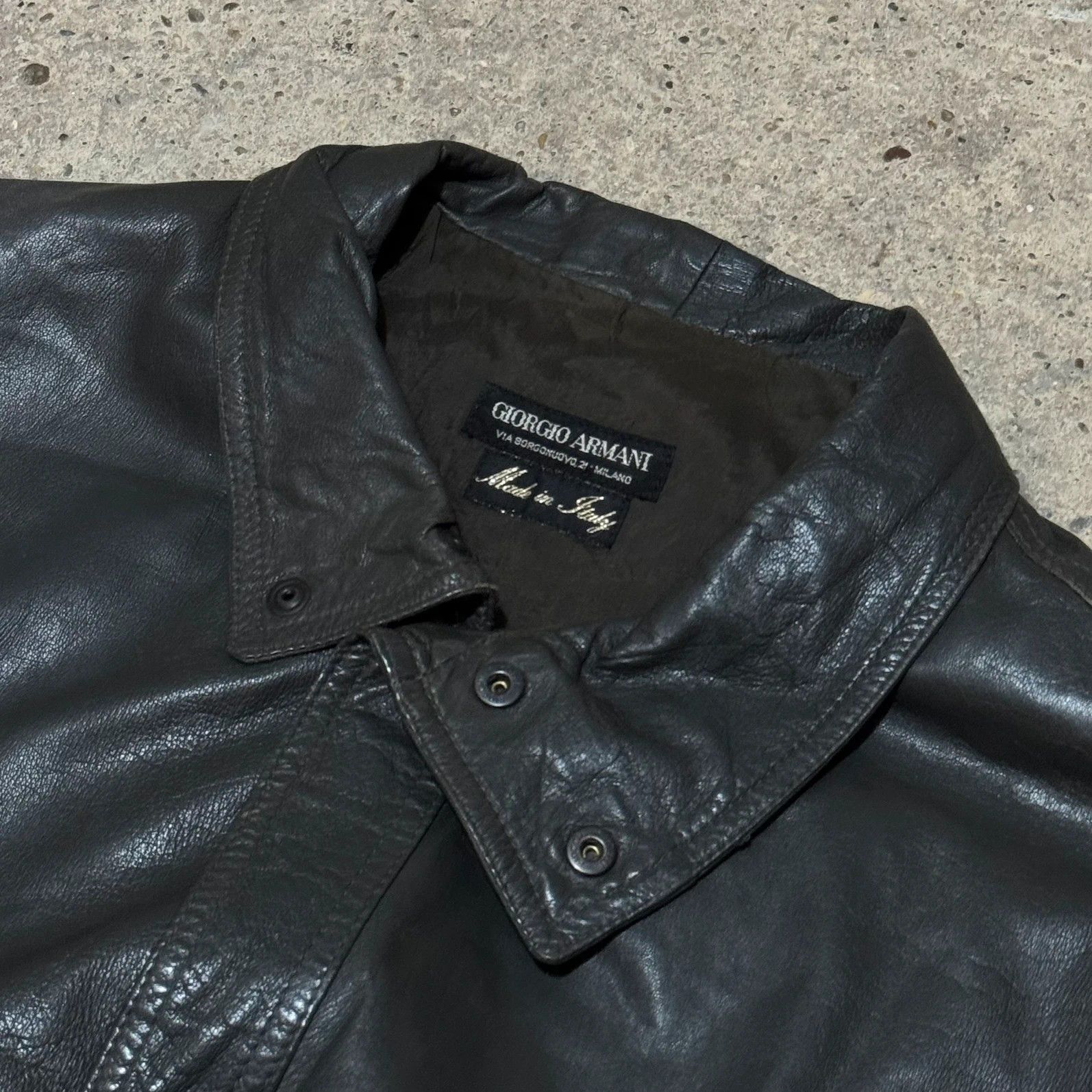Giorgio Armani Vintage 90s Giorgio Armani high neck leather bomber jacket Size US L / EU 52-54 / 3 - 2 Thumbnail