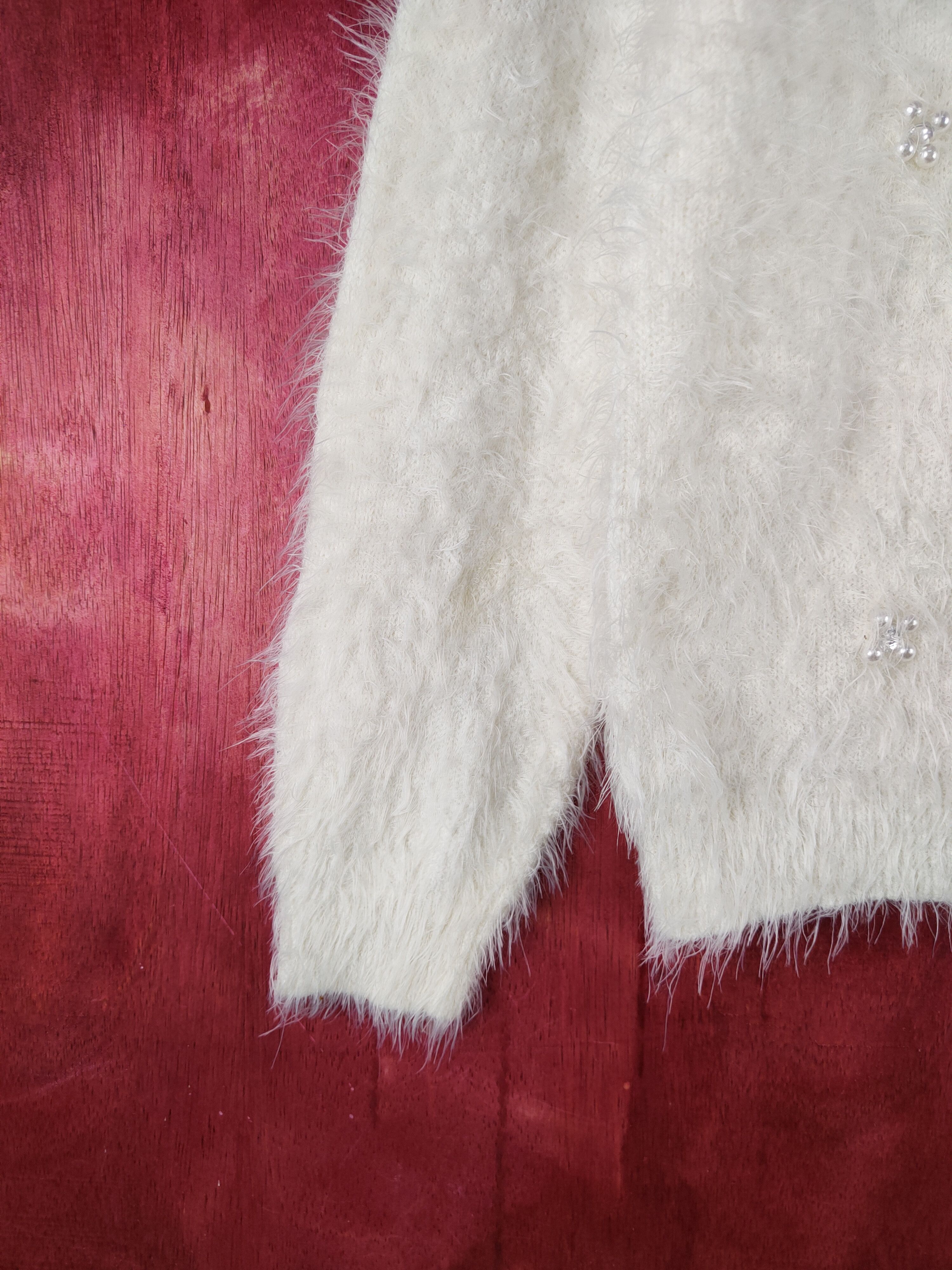 Aran Isles Knitwear × Japanese Brand Sospita Ivory Shag Shaggy Fur Mohair Knitwear #S2103 Size M / US 6-8 / IT 42-44 - 4 Thumbnail