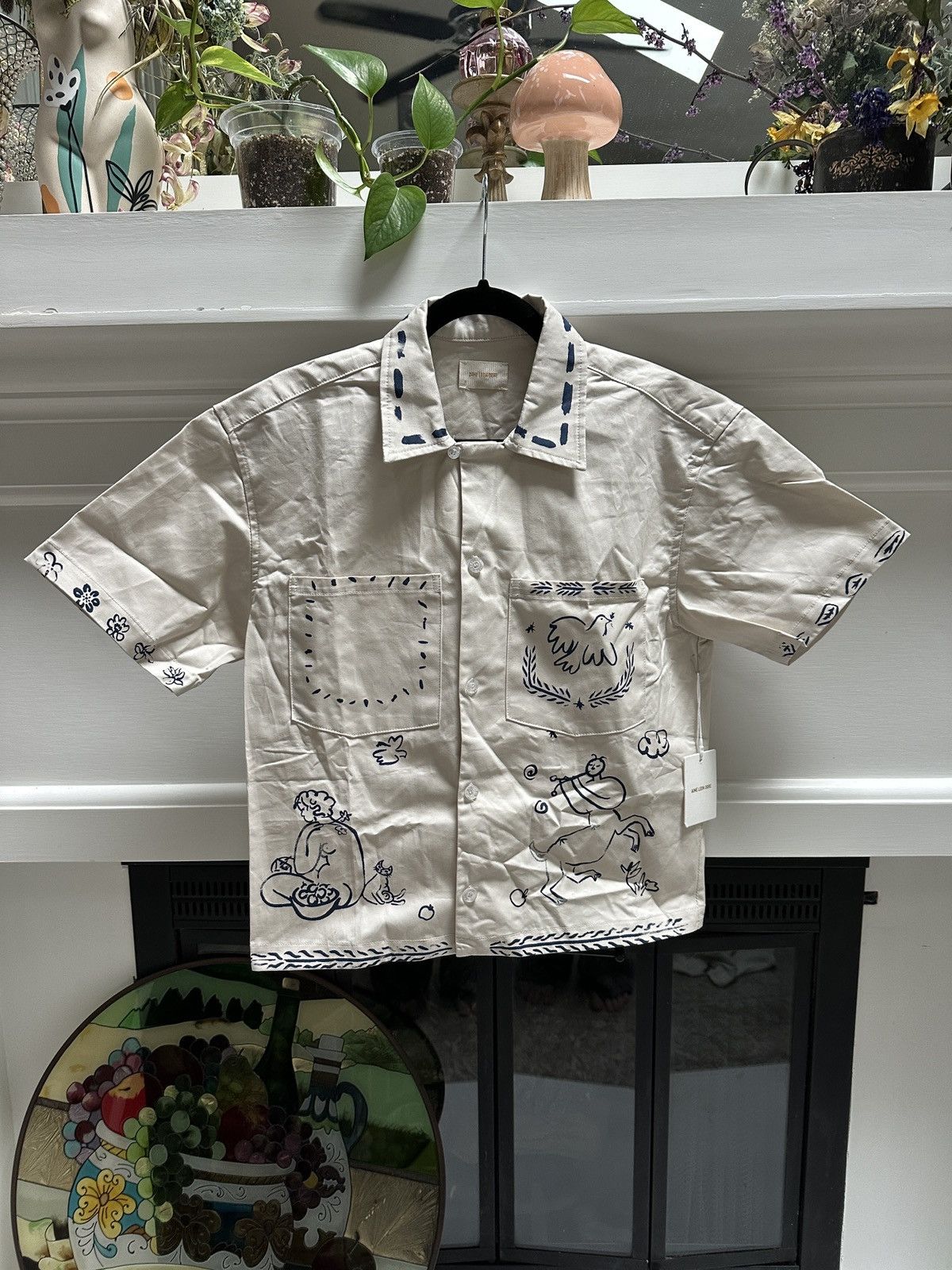 美品 Aime Leon Dore「Lesvos」クロップドキャンプシャツ BRAND NEW AIME LEON DORE LESVOS CROPPED CAMP SHIRT WHITE