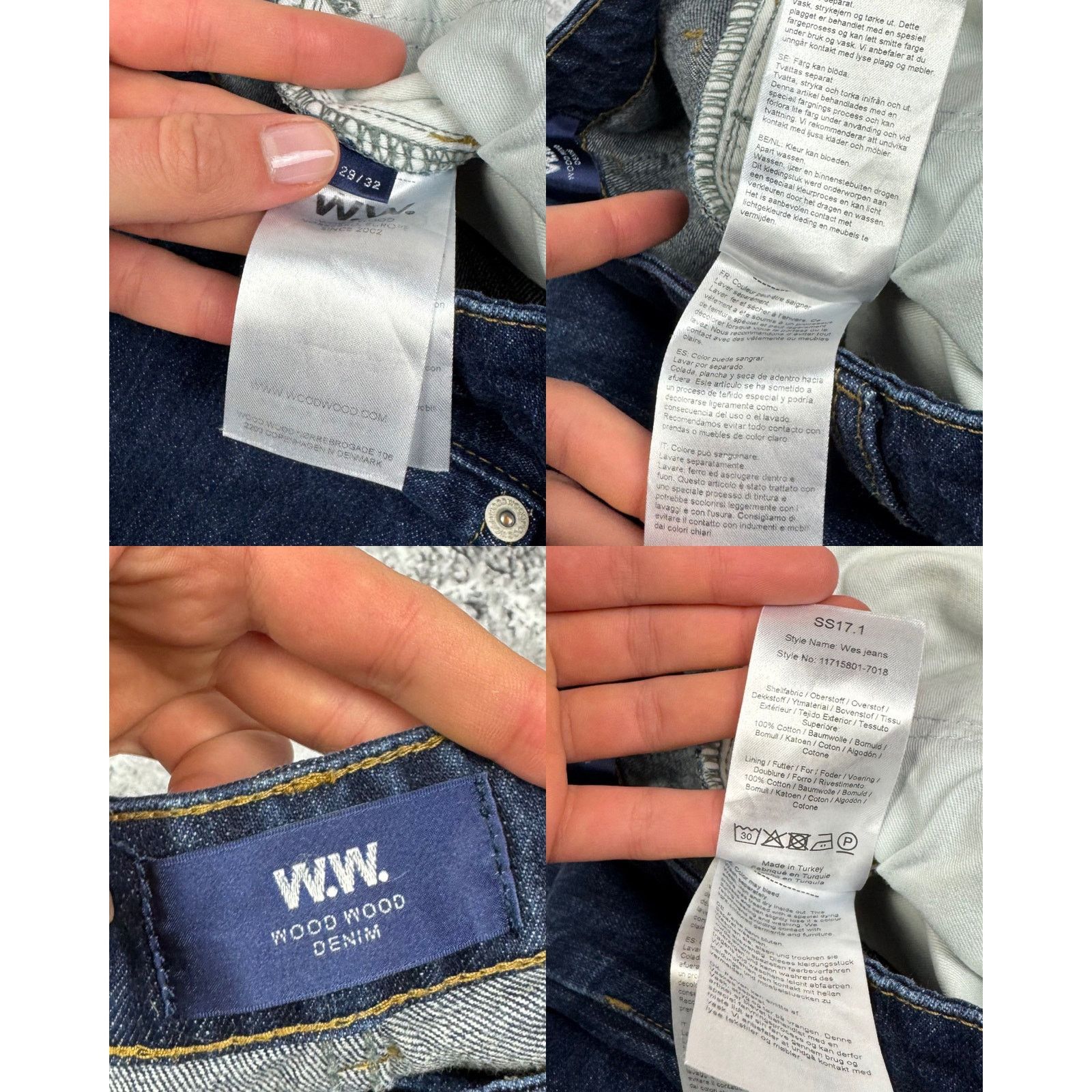 Wood Wood Wood Wood Wes Women Blue Denim Cotton Leg Jeans 29/32 Size 29" - 2 Thumbnail