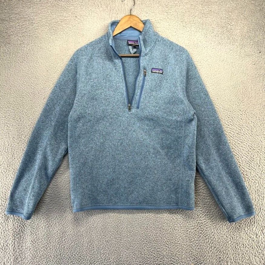 image of Patagonia Better Sweater Men's Small Blue 1/4 Zip Pullover in White