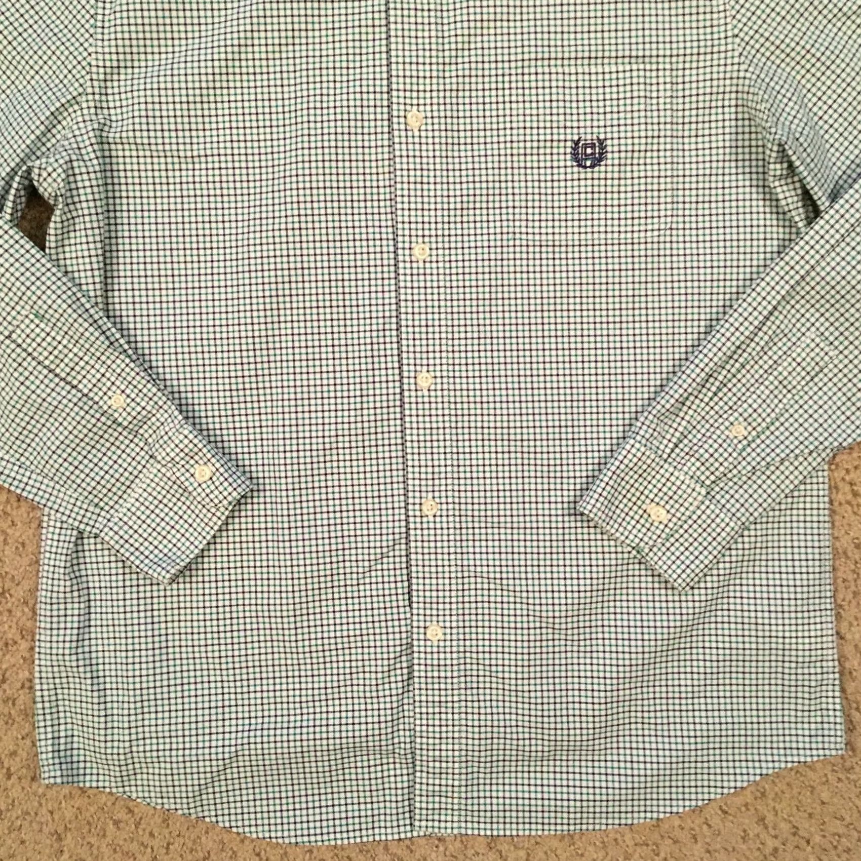 Chaps Chaps Shirt Mens Large Green Purple Check Long Sleeve Button Up Stretch Oxford Size US L / EU 52-54 / 3 - 4 Thumbnail