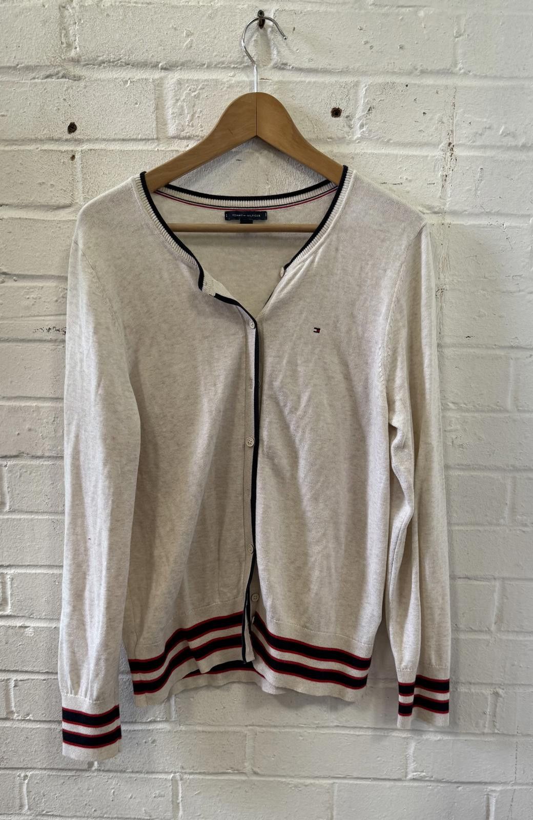 Tommy Hilfiger Vintage Tommy Hilfiger Cardigan with Striped Cuffs Size L / US 10 / IT 46 - 1 Thumbnail