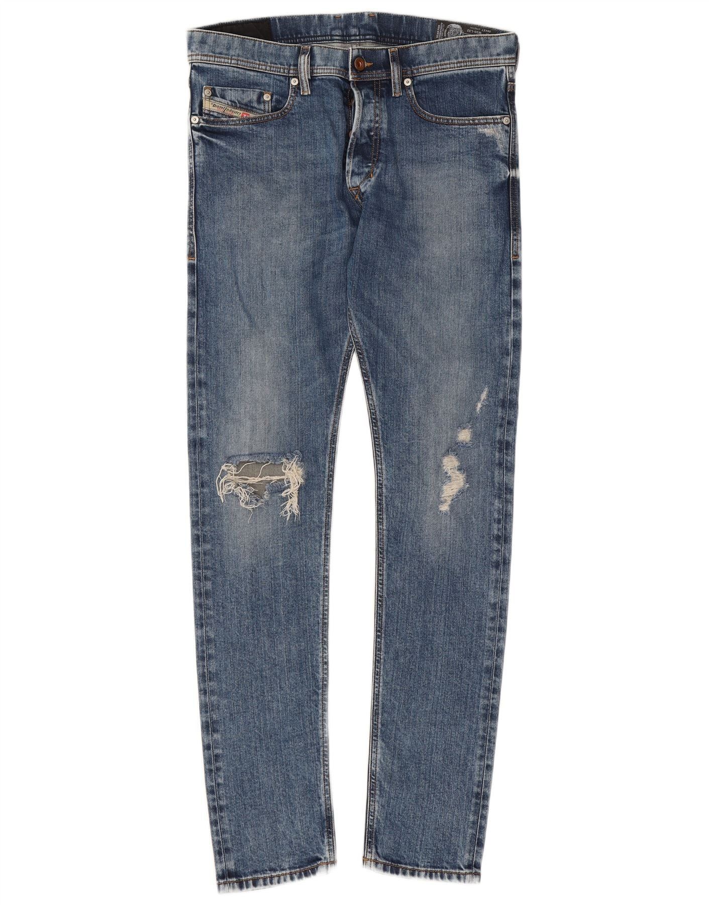 Diesel Womens Distressed Carrot Slim Jeans W30 L32 Blue Cotton Size 42" / US 20 - 1 Thumbnail