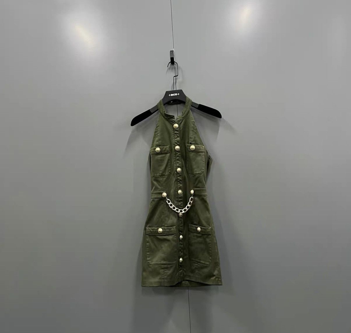 Balmain BALMAIN army green denim dress J41 Size XXS / US 00 / IT 34 - 1 Thumbnail