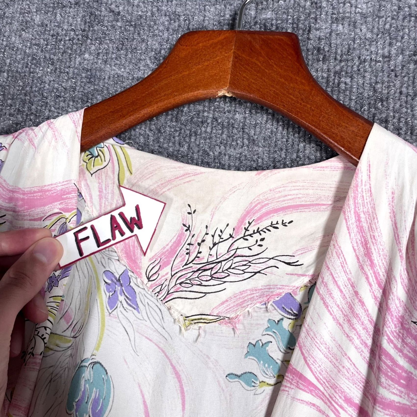 Pinko VINTAGE 40s Rayon Hawaiian Floral Wrap Dress Womens Small Pink Handmade Size S / US 4 / IT 40 - 7 Thumbnail