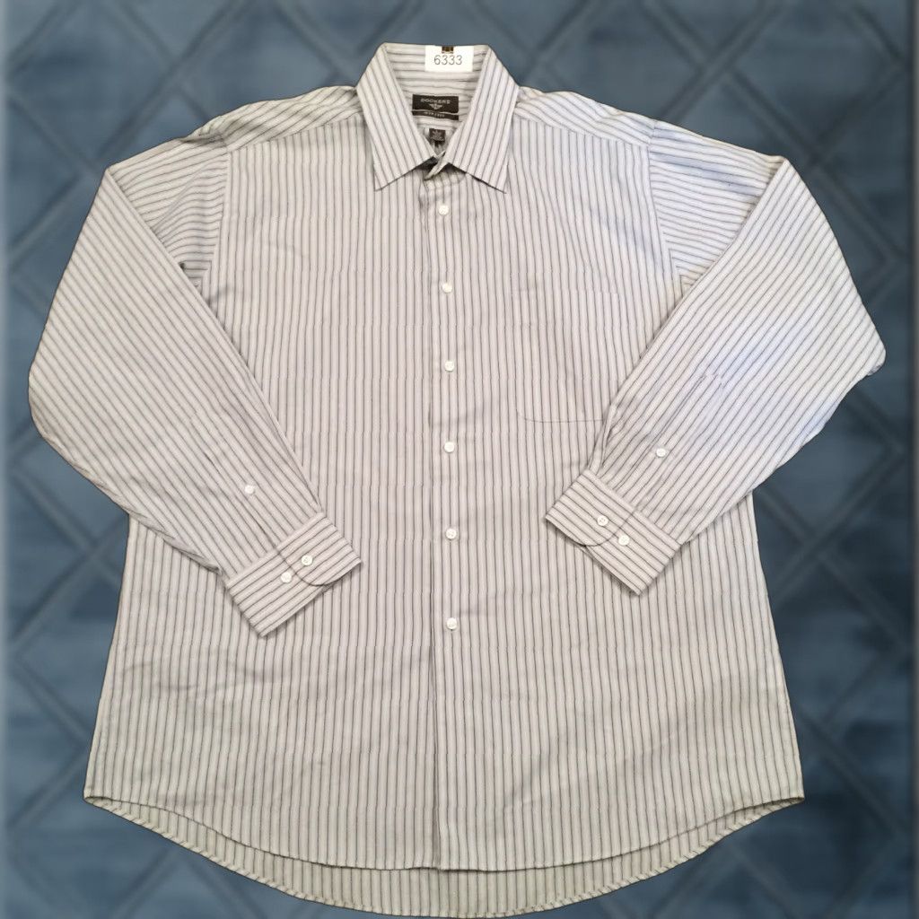 Dockers DOCKERS Shirt Mens Large Gray Striped Long Sleeve Button Up Size US L / EU 52-54 / 3 - 1 Thumbnail