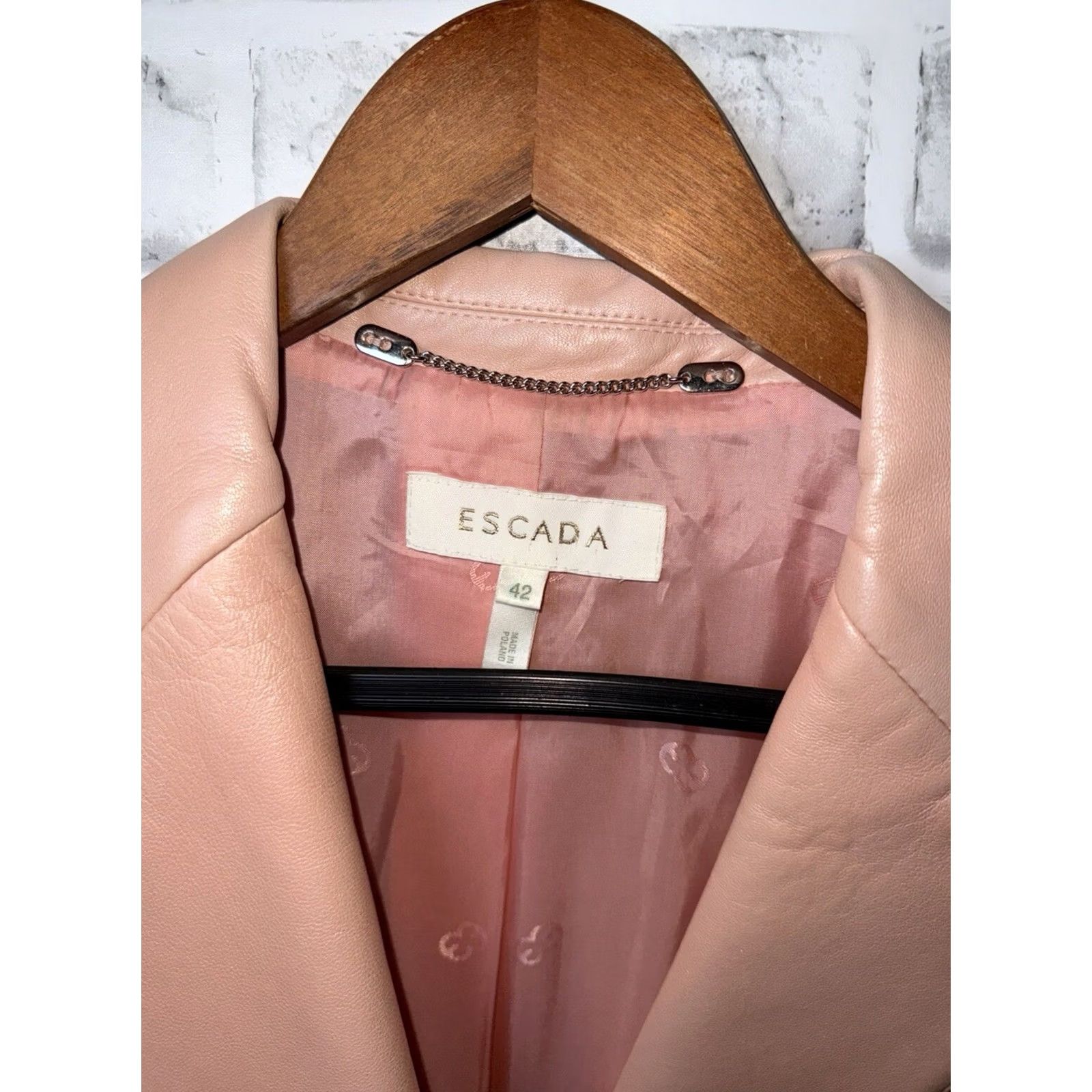 Escada VINTAGE Escada Pink SOFT Lamb Leather 2 Button Jacket Womens 42 Size M / US 6-8 / IT 42-44 - 2 Thumbnail