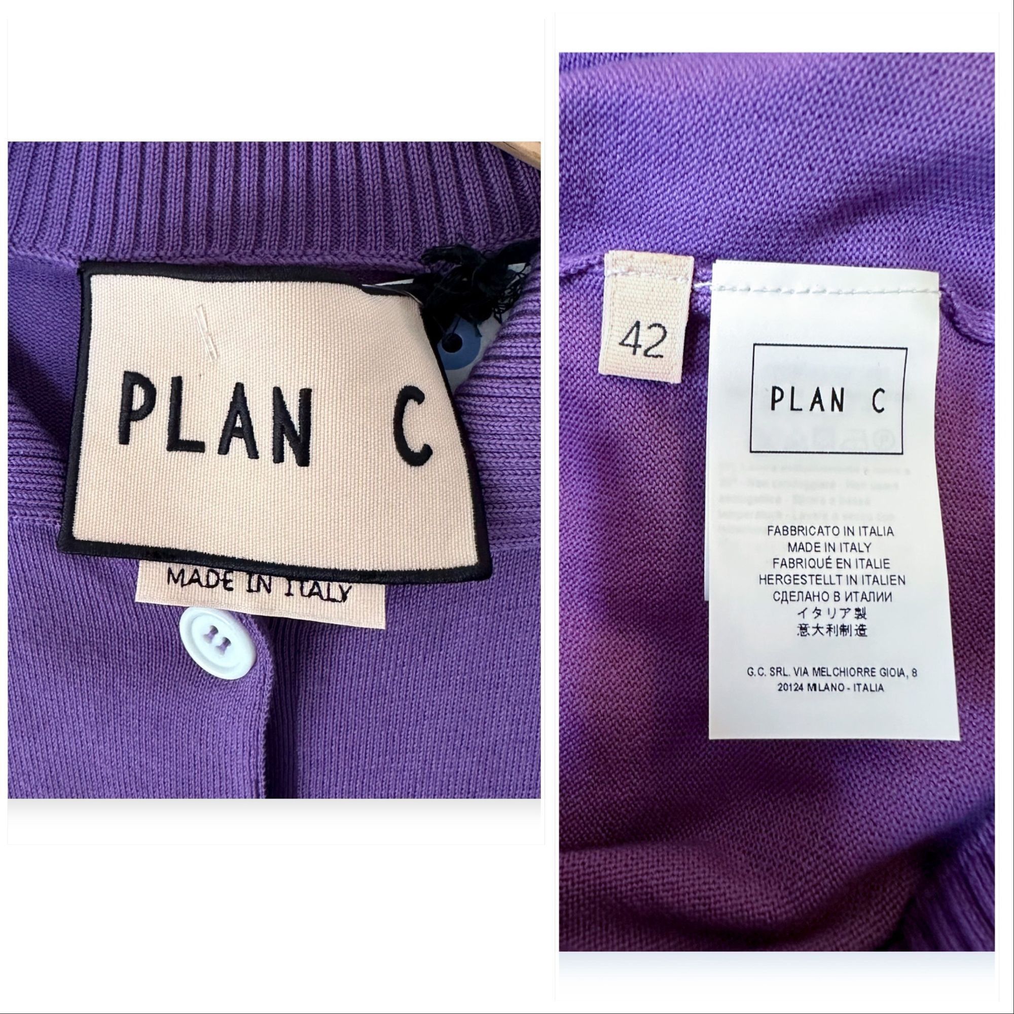 Plan C Plan C Striped Collar Cotton Knit Polo, Lavender, Size 42 IT Size M / US 6-8 / IT 42-44 - 4 Thumbnail